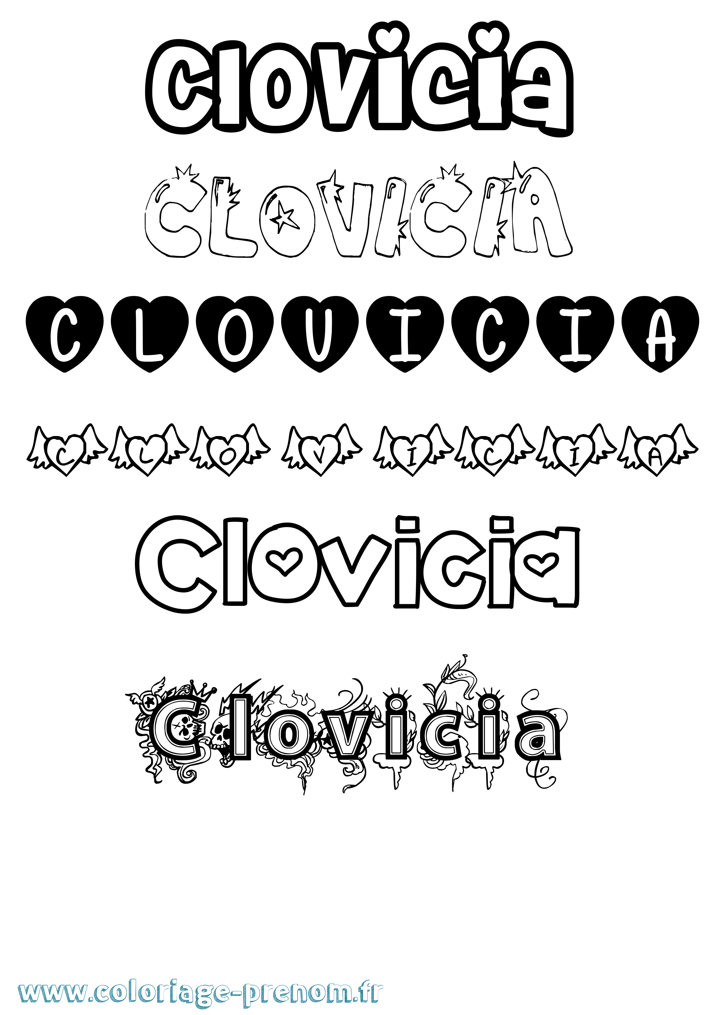 Coloriage Clovicia Girly Coloriage prénom Clovicia Girly