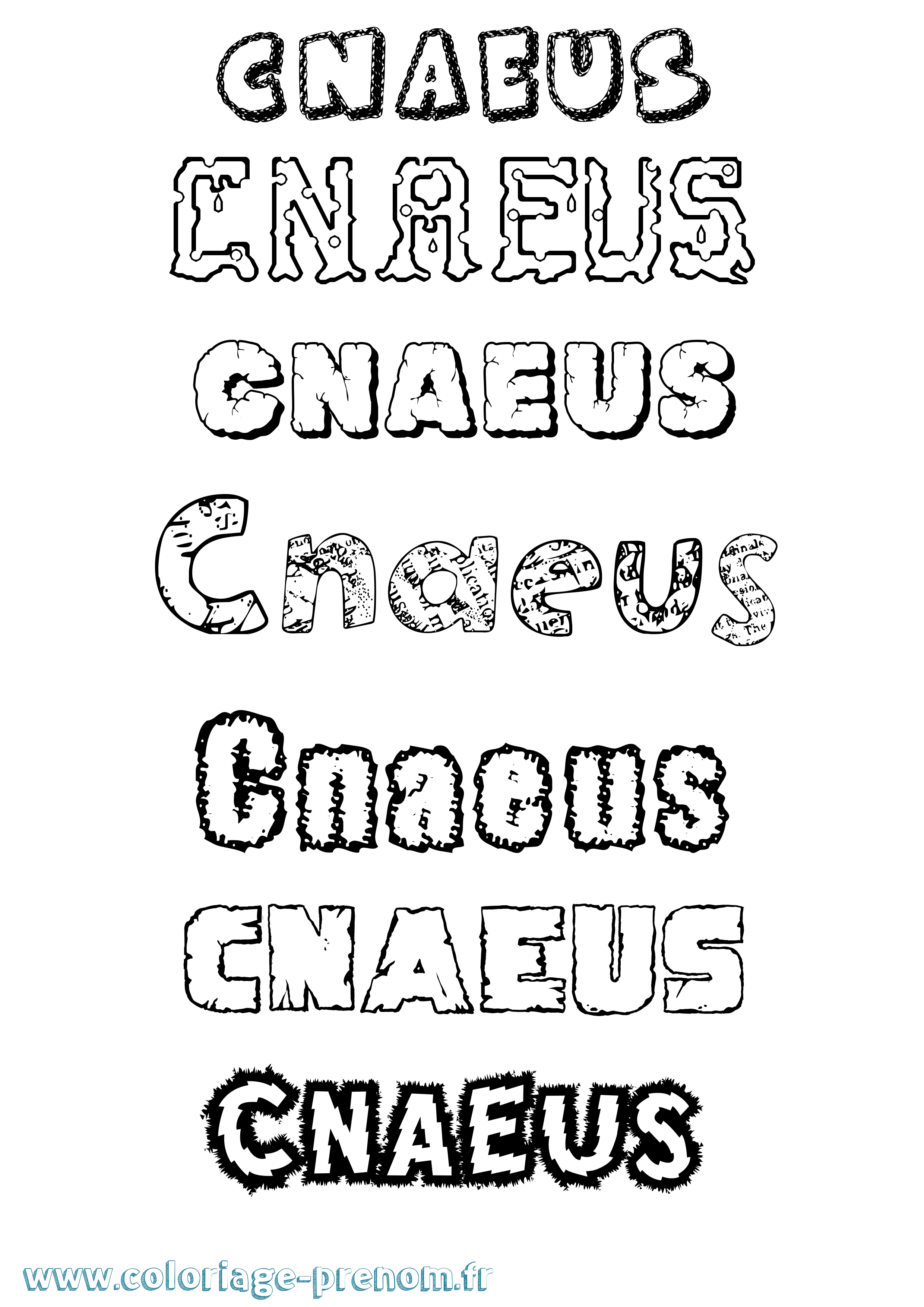 Coloriage Cnaeus Destructuré Coloriage prénom Cnaeus Destructuré