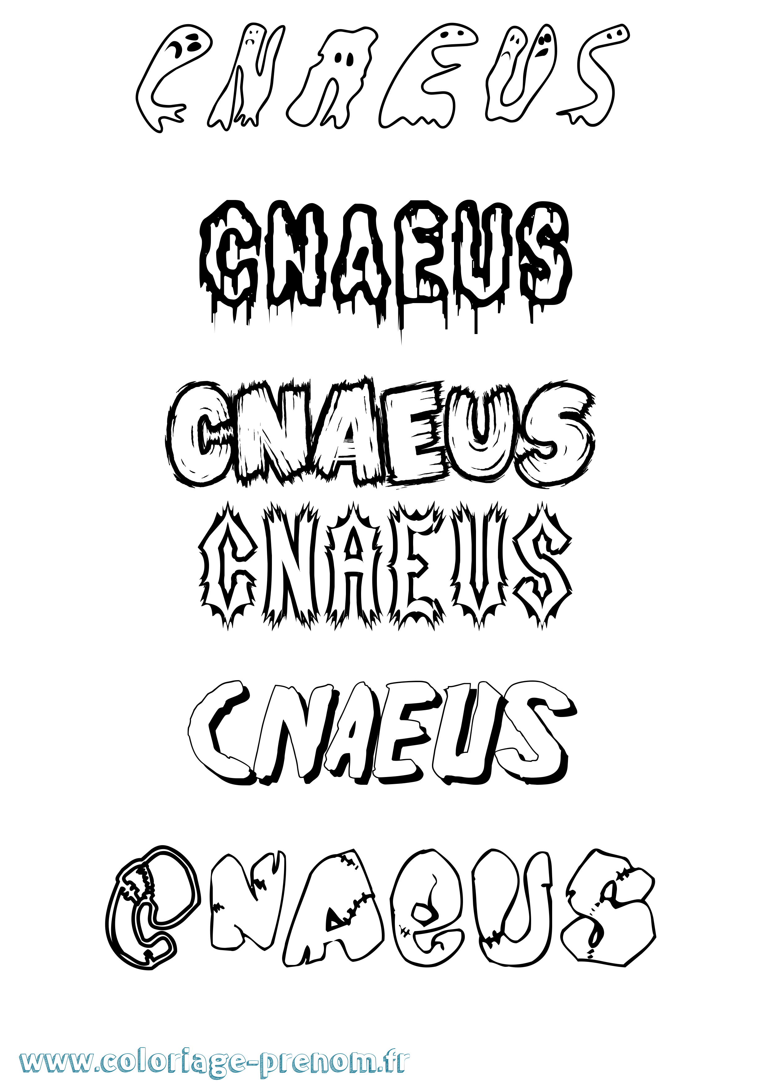 Coloriage Cnaeus Frisson Coloriage prénom Cnaeus Frisson