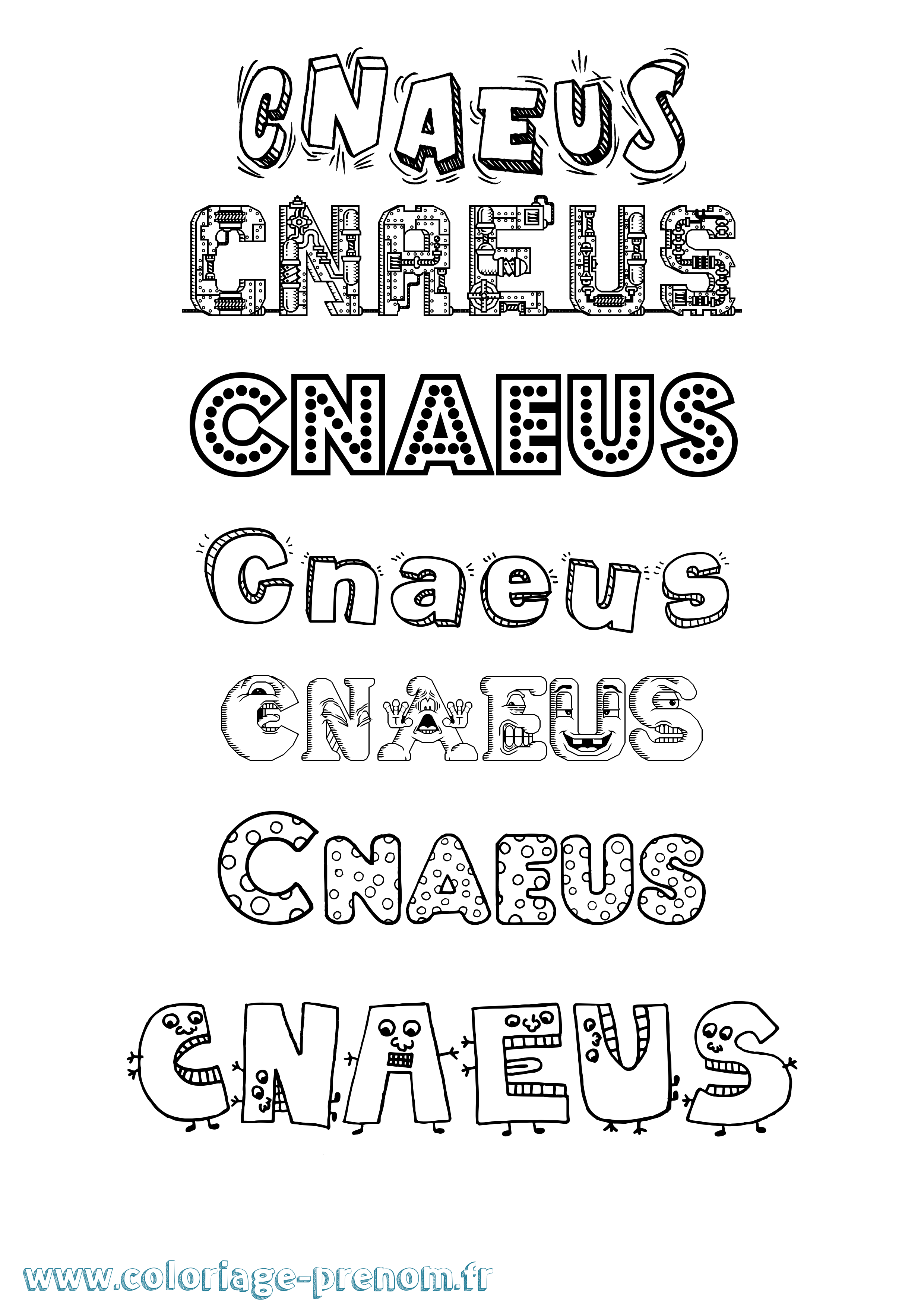Coloriage Cnaeus Fun Coloriage prénom Cnaeus Fun