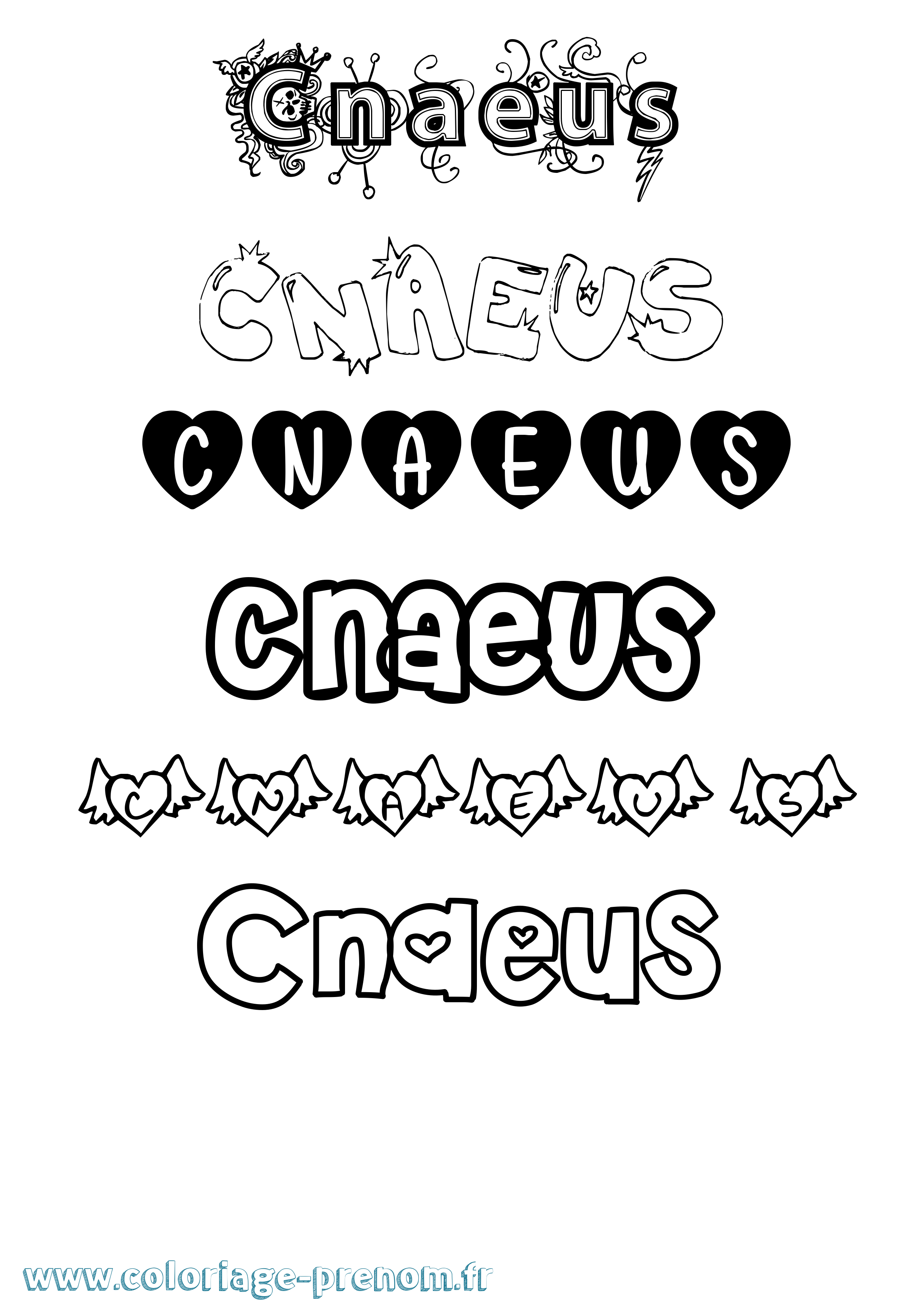 Coloriage Cnaeus Girly Coloriage prénom Cnaeus Girly