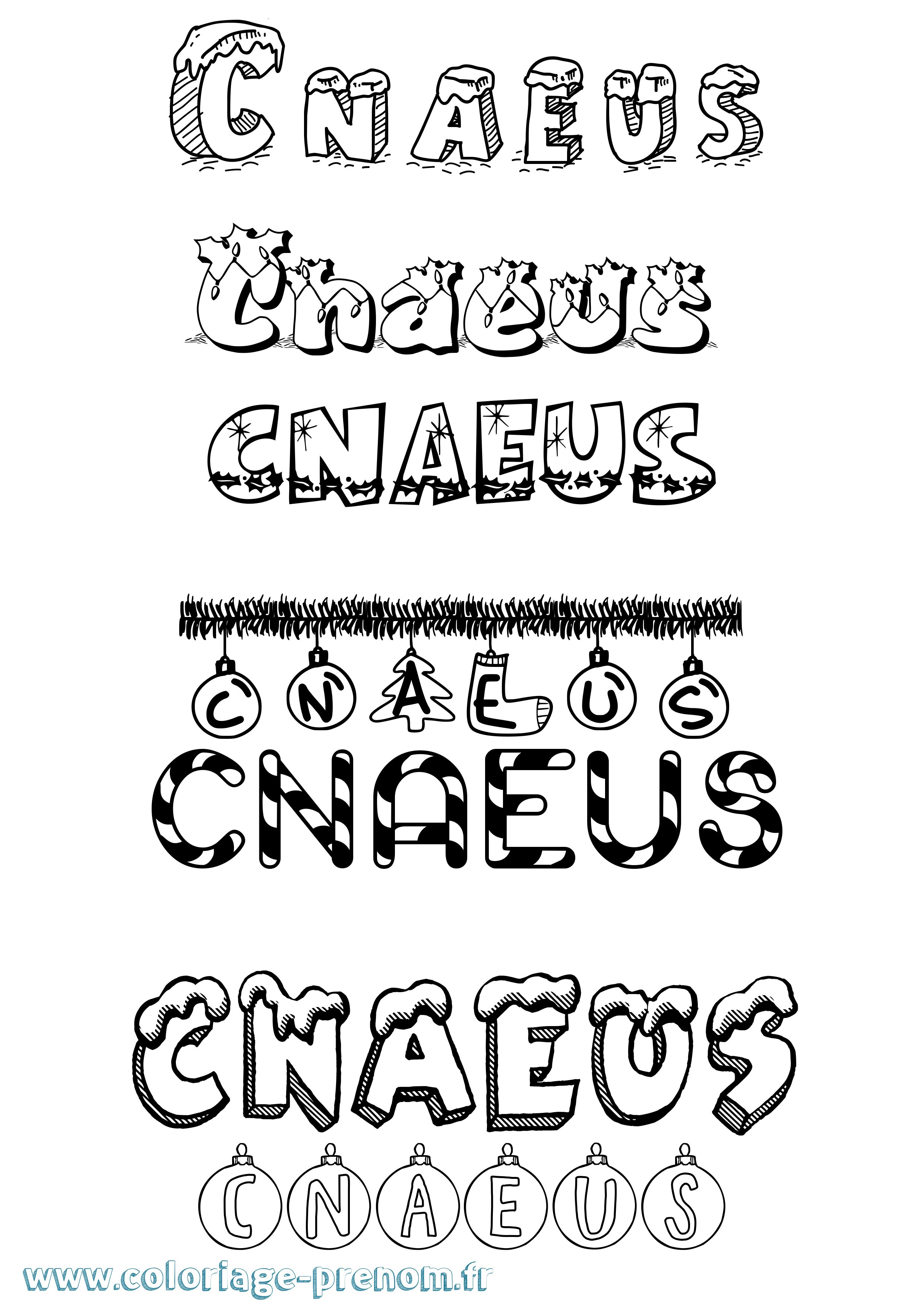 Coloriage Cnaeus Noël Coloriage prénom Cnaeus Noël
