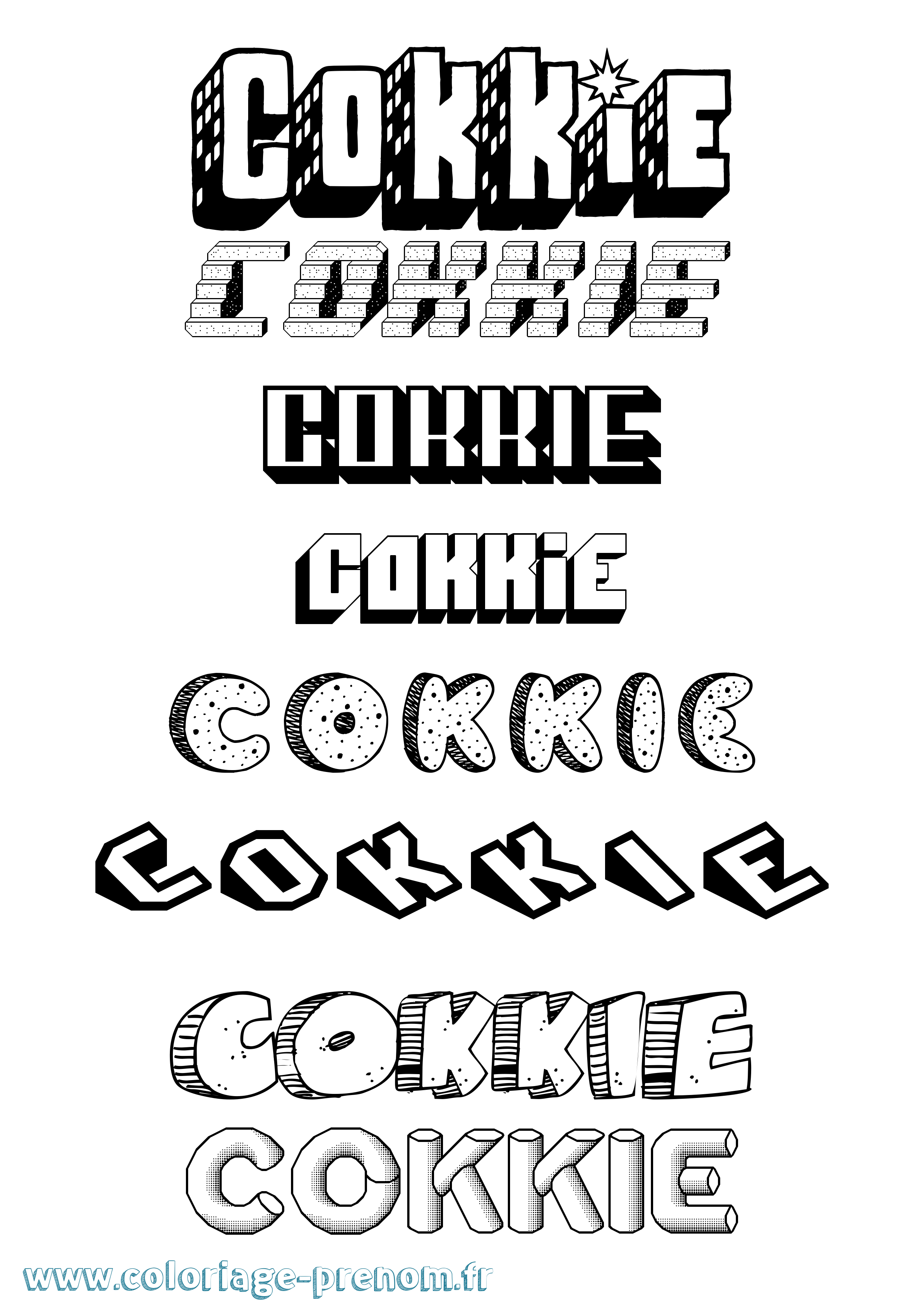 Coloriage Cokkie Effet 3D Coloriage prénom Cokkie Effet 3D