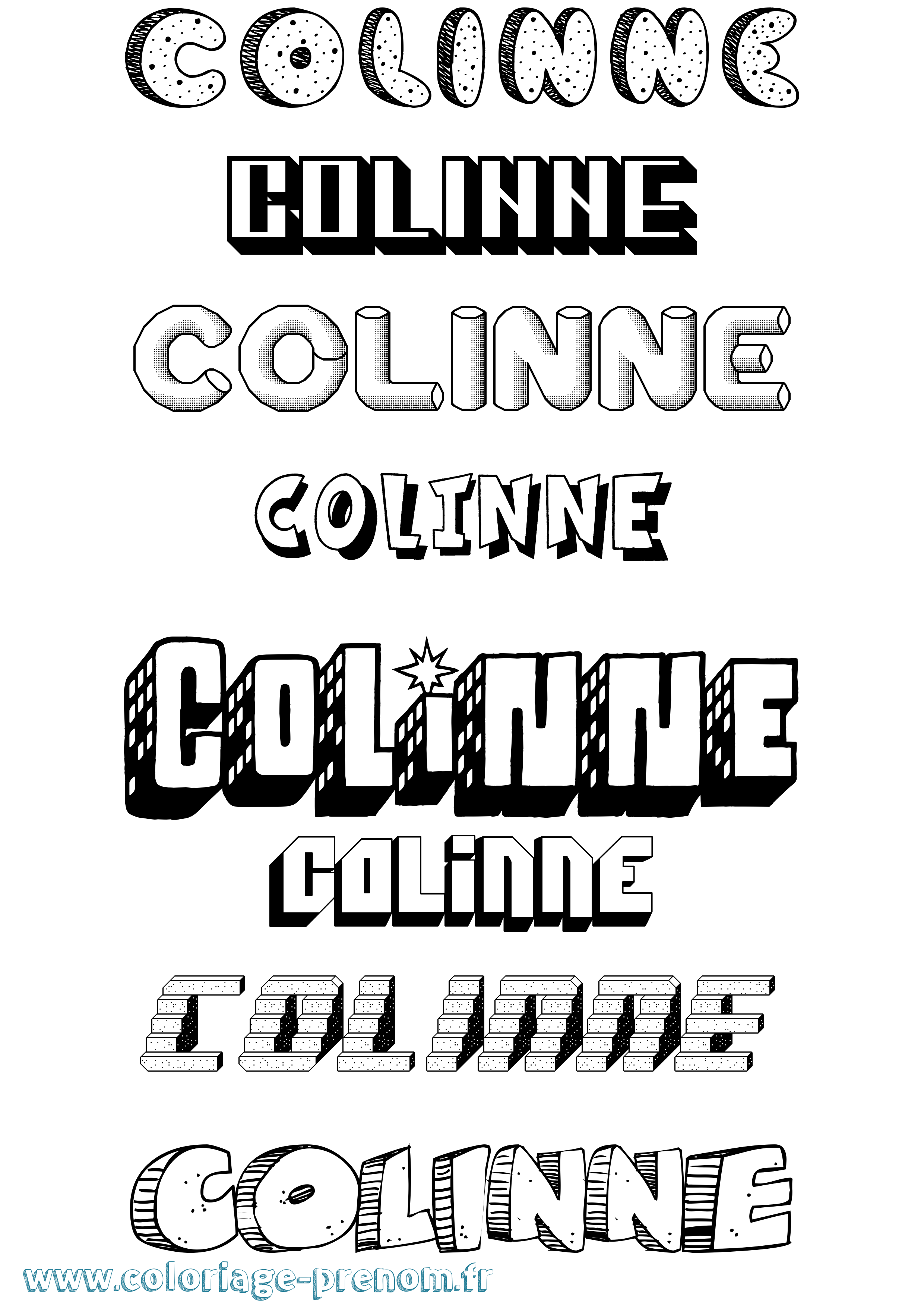 Coloriage Colinne Effet 3D Coloriage prénom Colinne Effet 3D
