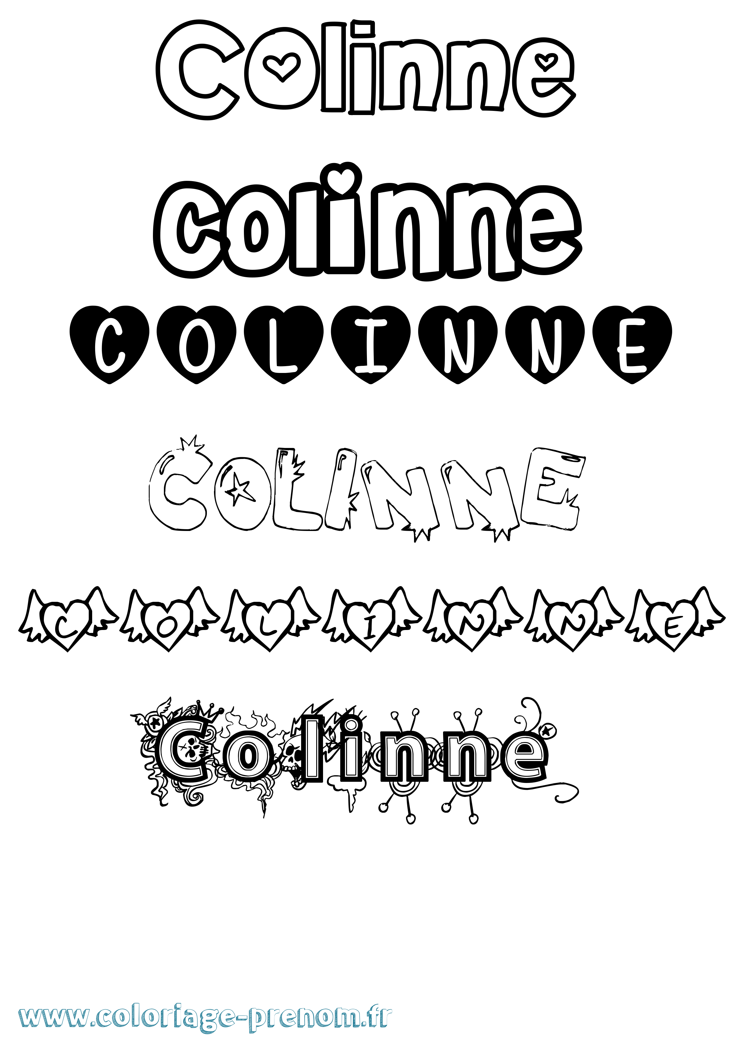 Coloriage Colinne Girly Coloriage prénom Colinne Girly