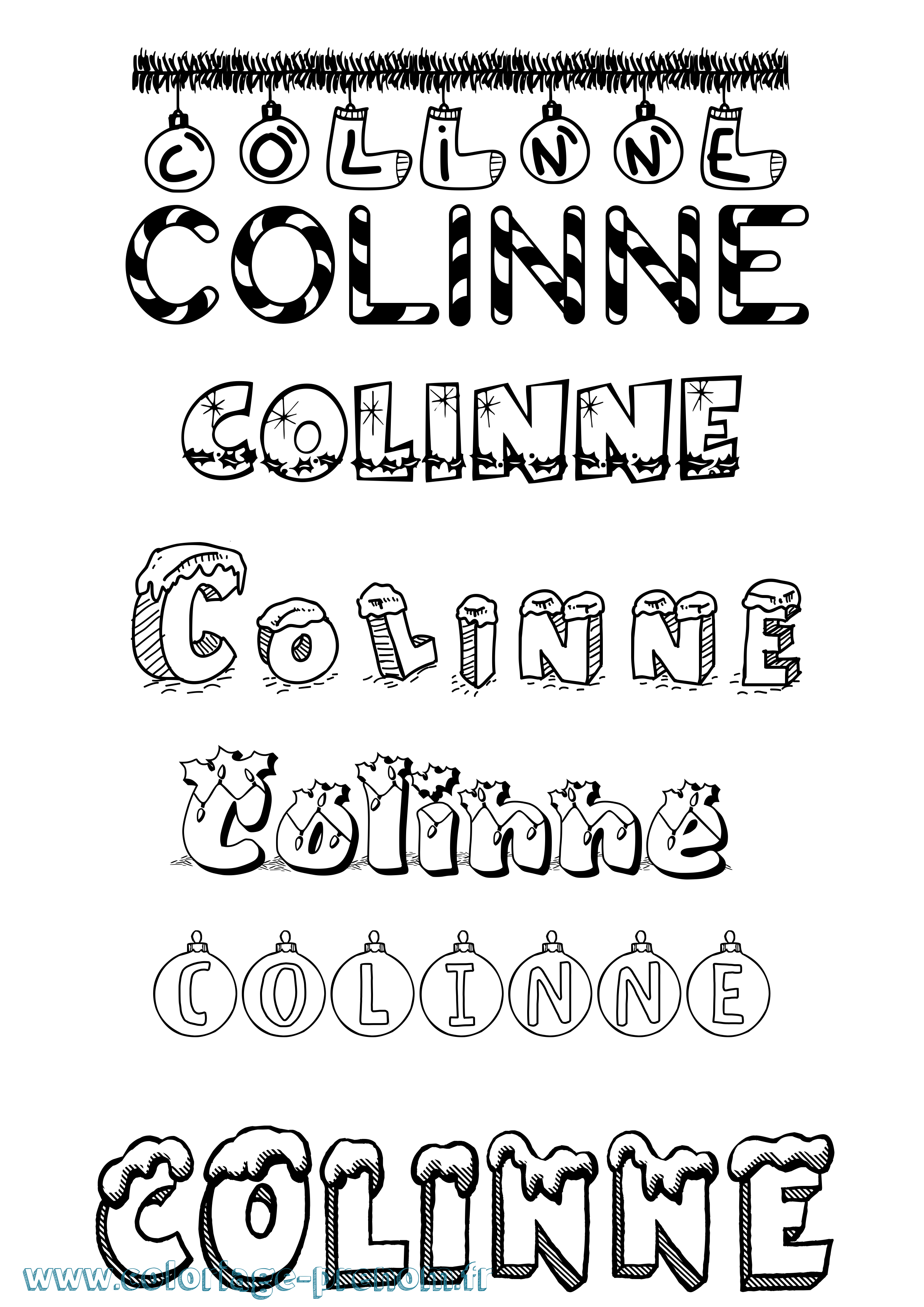 Coloriage Colinne Noël Coloriage prénom Colinne Noël