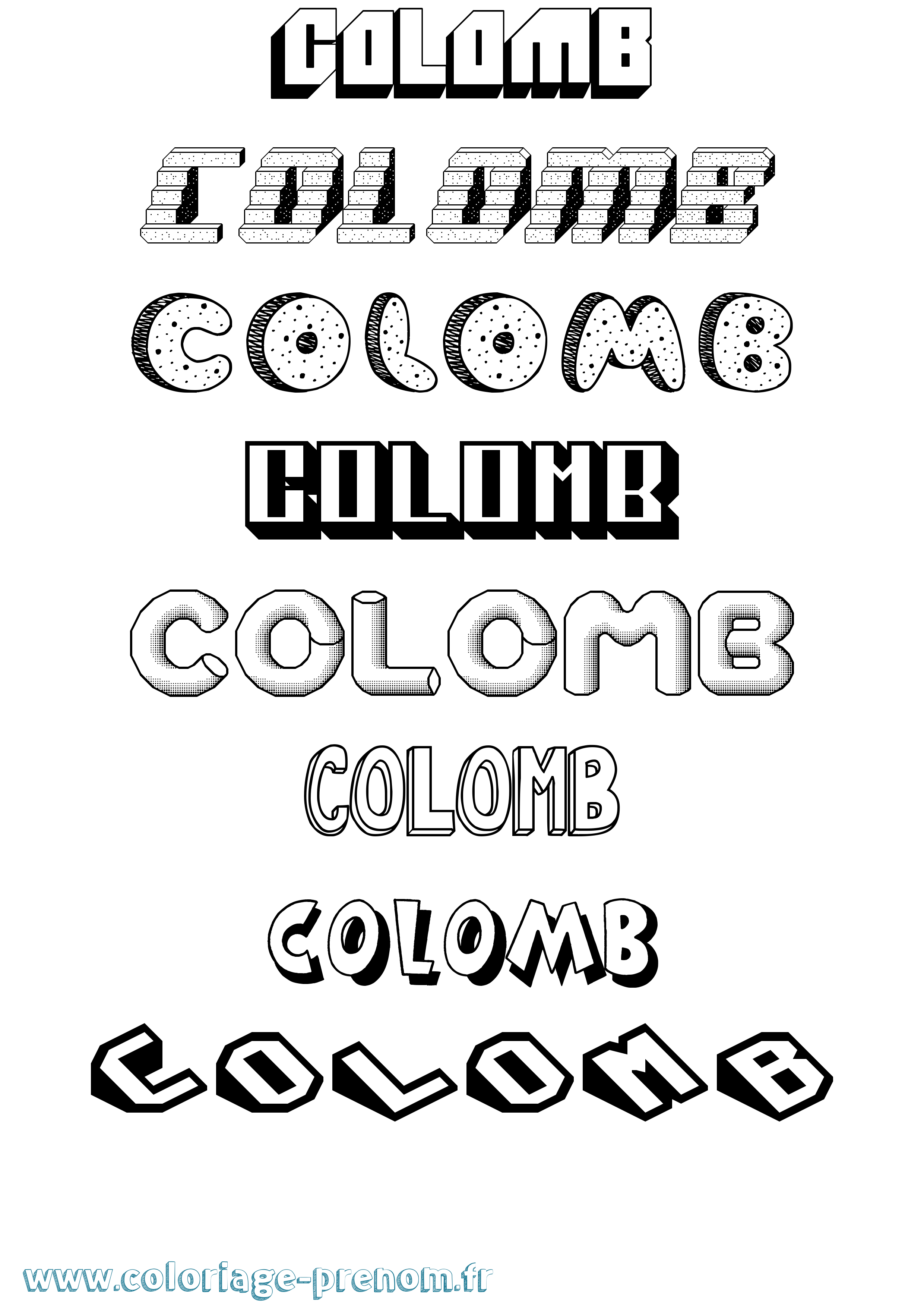 Coloriage Colomb Effet 3D Coloriage prénom Colomb Effet 3D