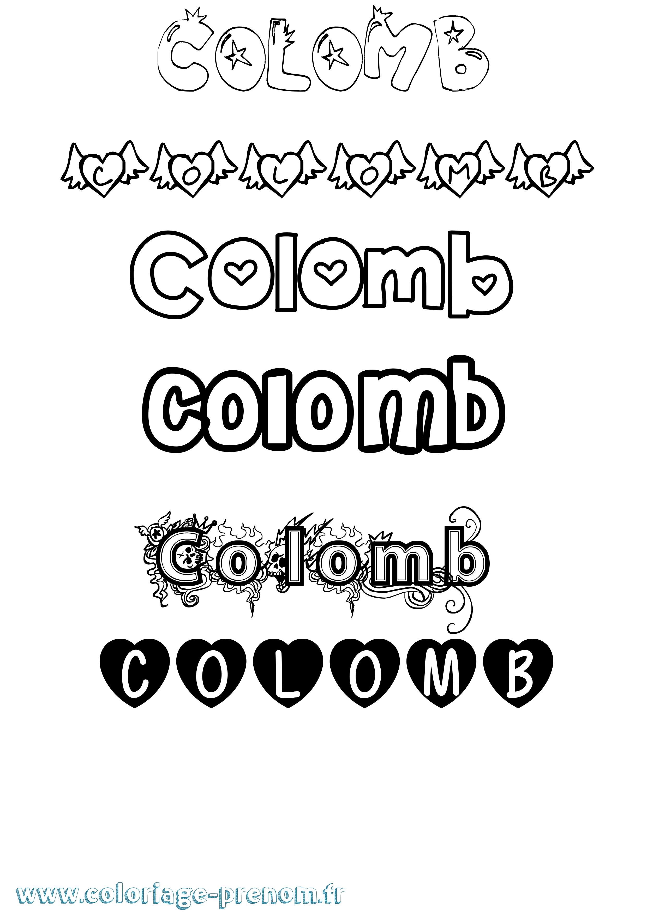 Coloriage Colomb Girly Coloriage prénom Colomb Girly