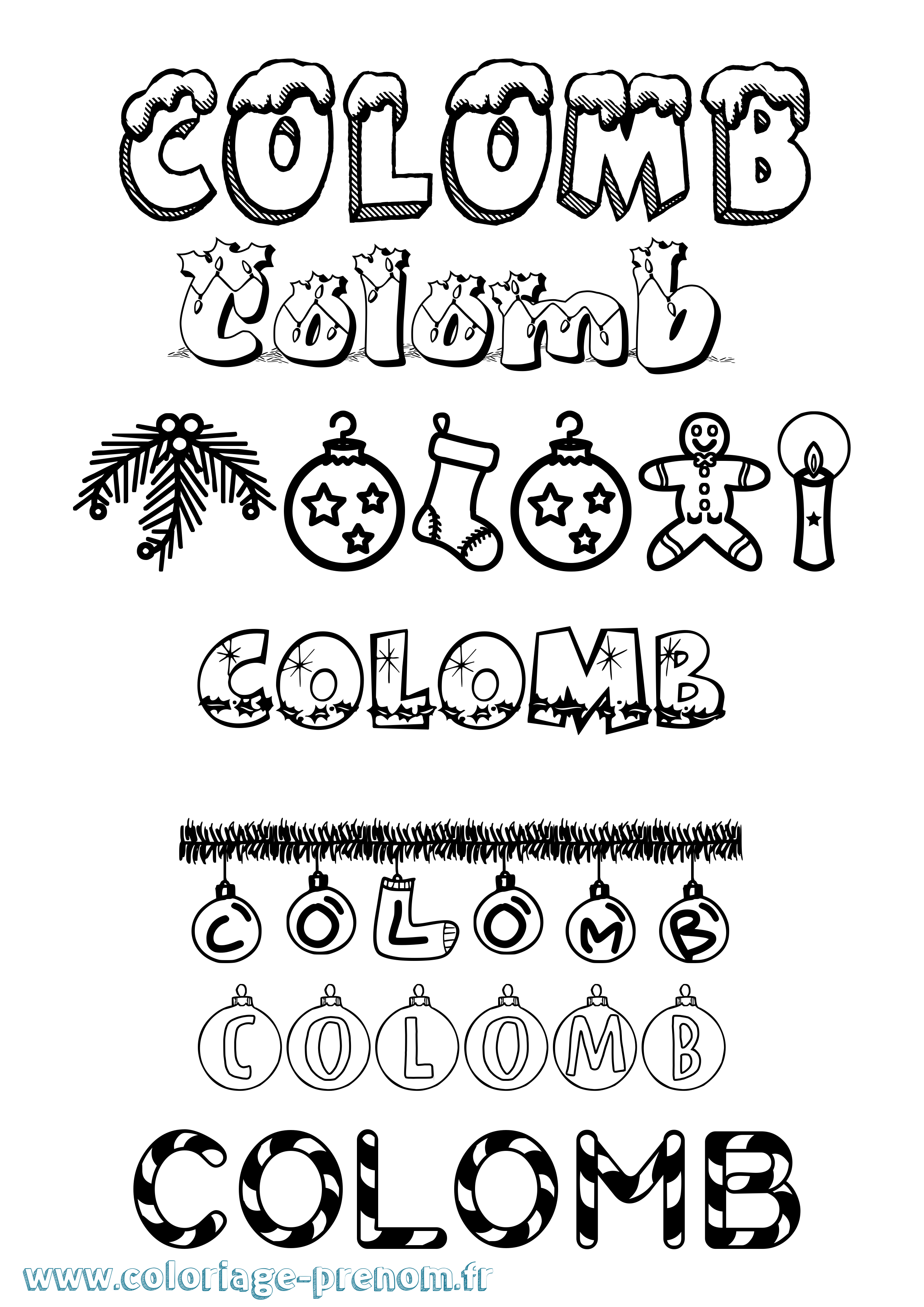 Coloriage Colomb Noël Coloriage prénom Colomb Noël
