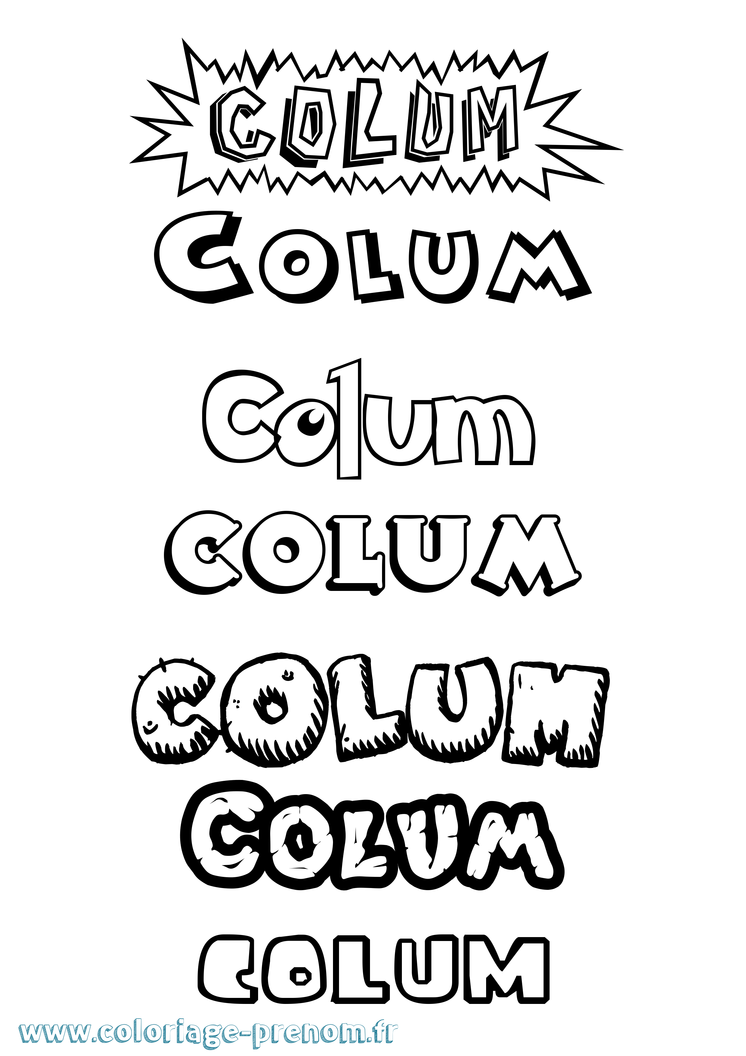Coloriage Colum Dessin Animé Coloriage prénom Colum Dessin Animé