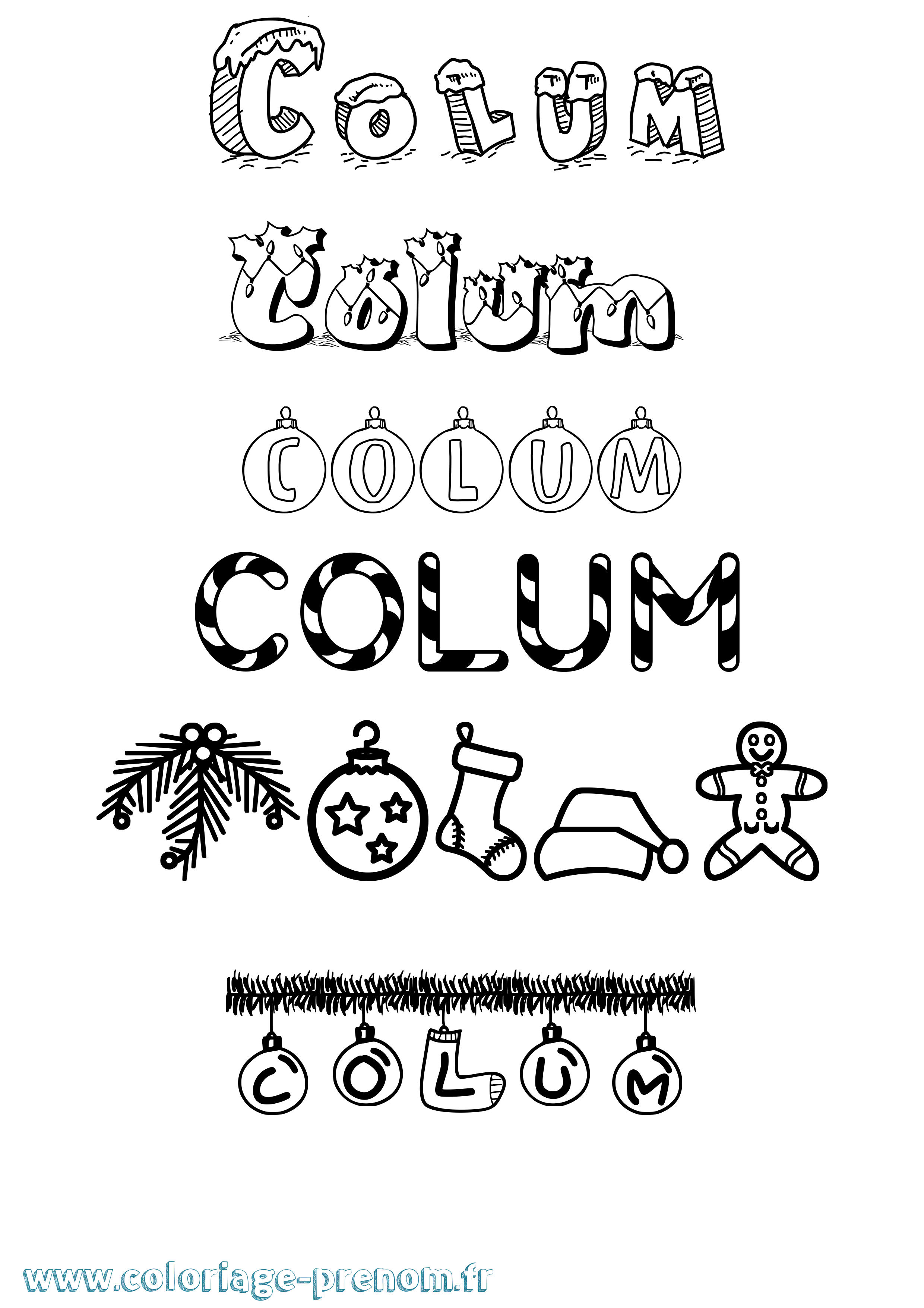Coloriage Colum Noël Coloriage prénom Colum Noël
