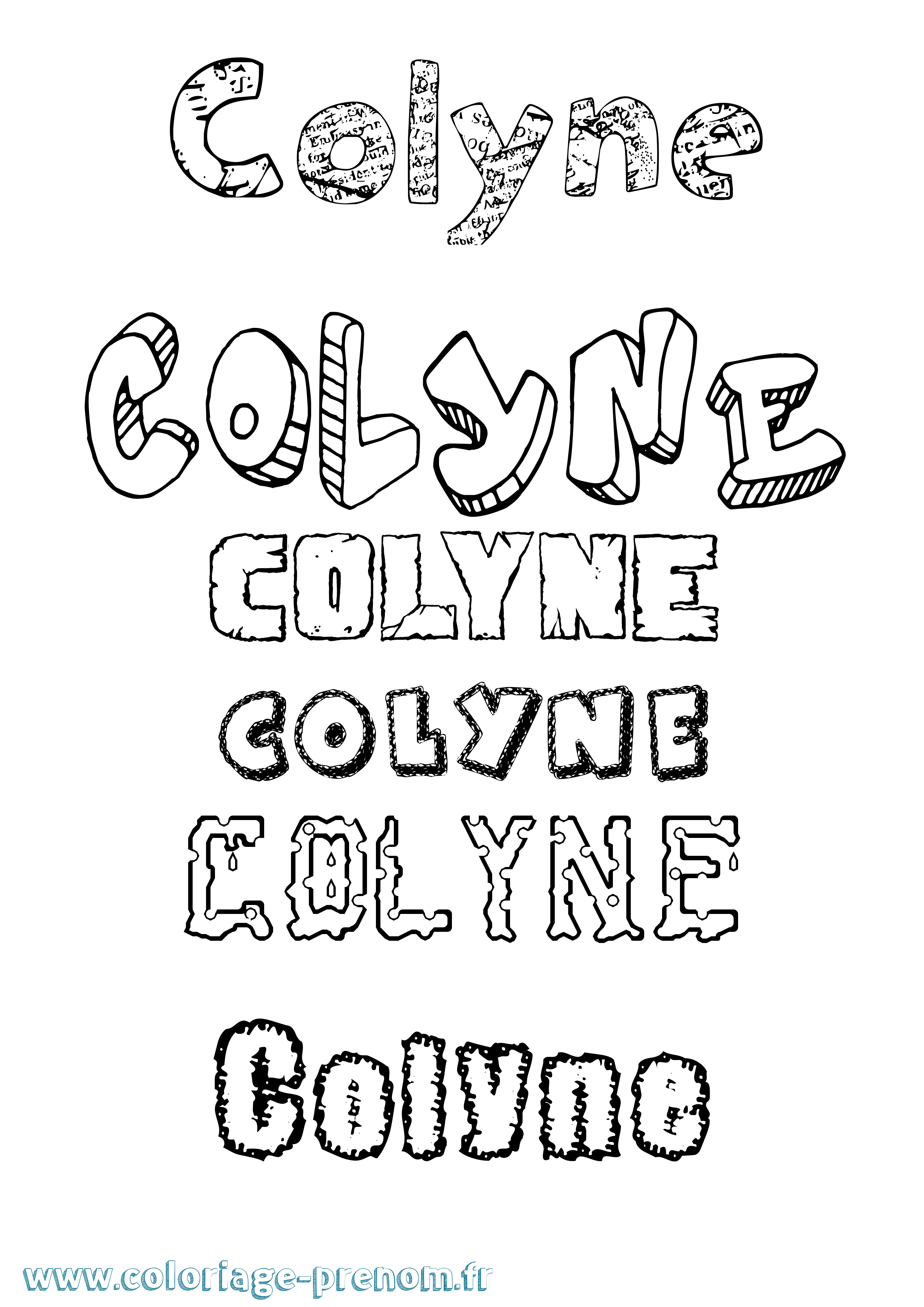 Coloriage Colyne Destructuré Coloriage prénom Colyne Destructuré