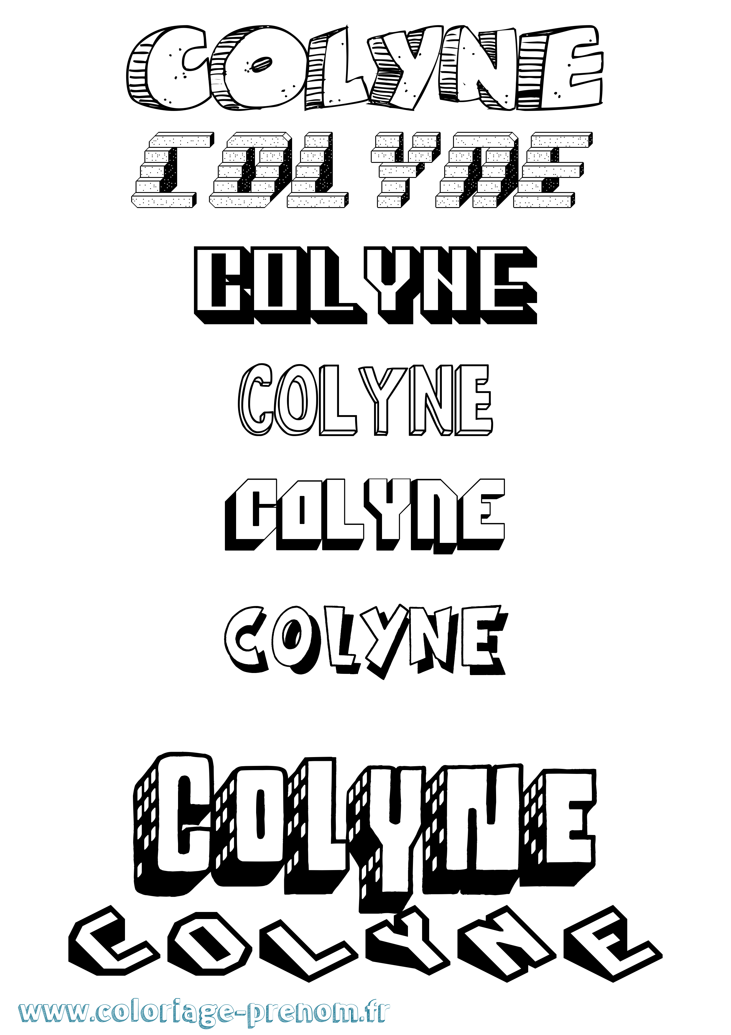 Coloriage Colyne Effet 3D Coloriage prénom Colyne Effet 3D