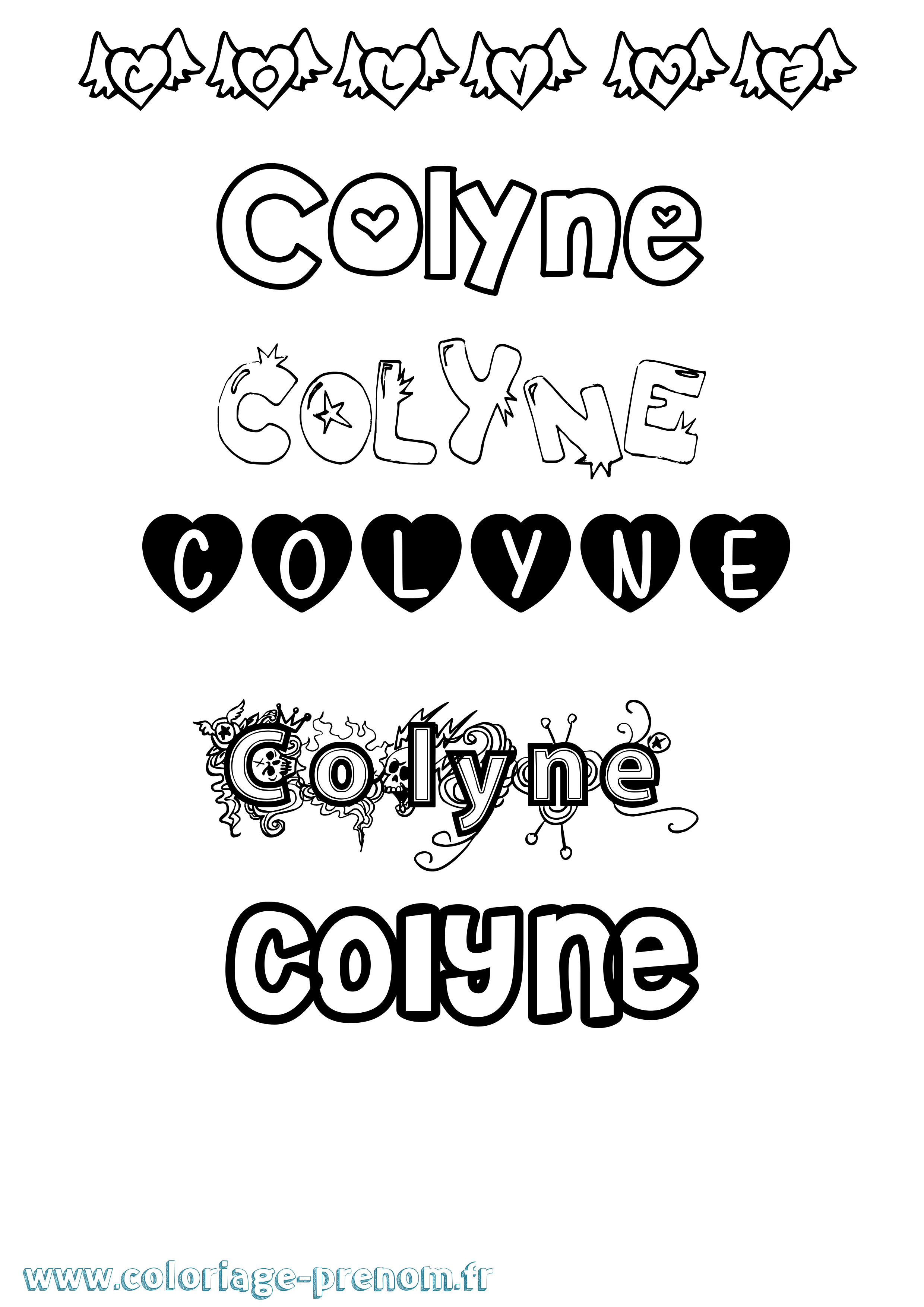 Coloriage Colyne Girly Coloriage prénom Colyne Girly