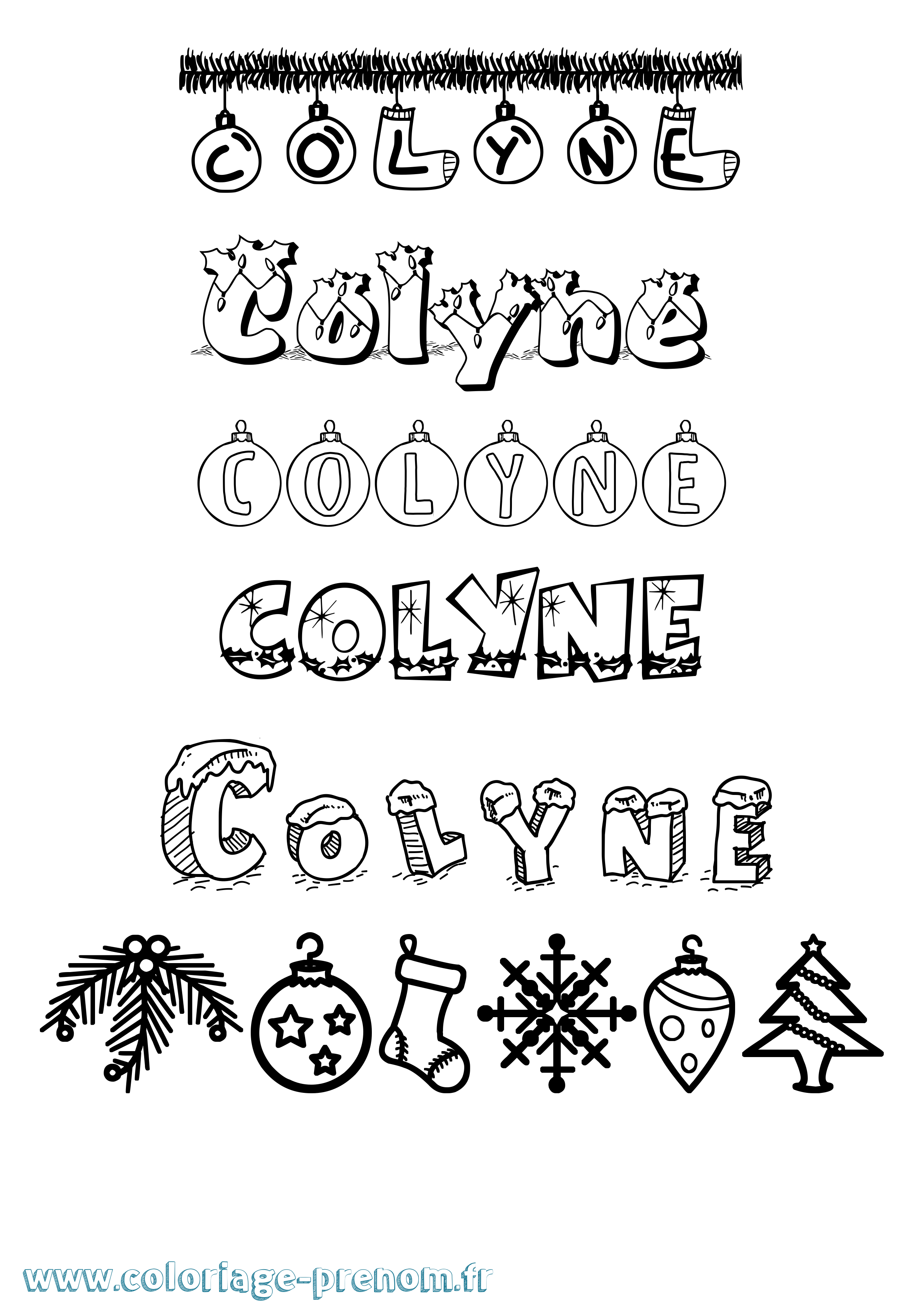 Coloriage Colyne Noël Coloriage prénom Colyne Noël