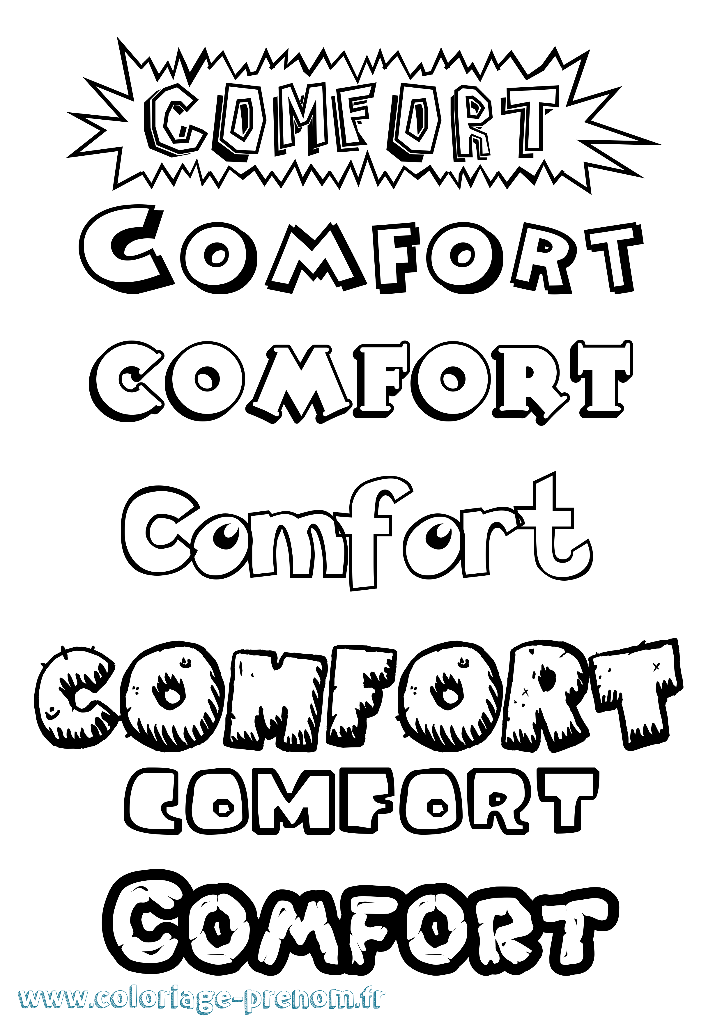 Coloriage Comfort Dessin Animé Coloriage prénom Comfort Dessin Animé
