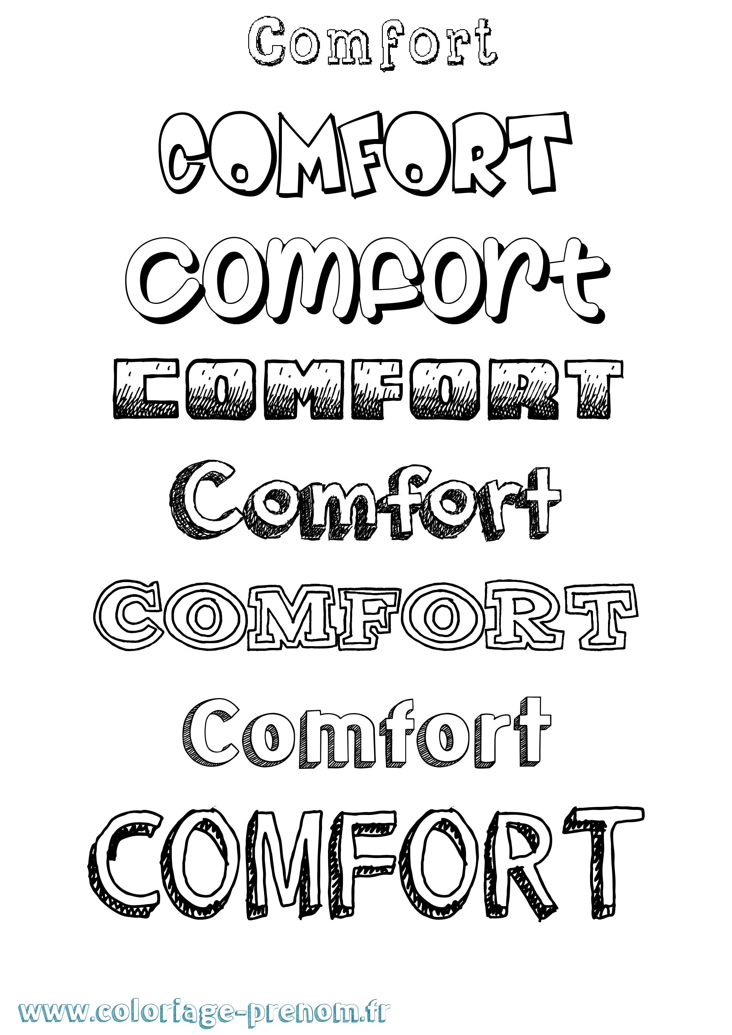 Coloriage Comfort Dessiné Coloriage prénom Comfort Dessiné