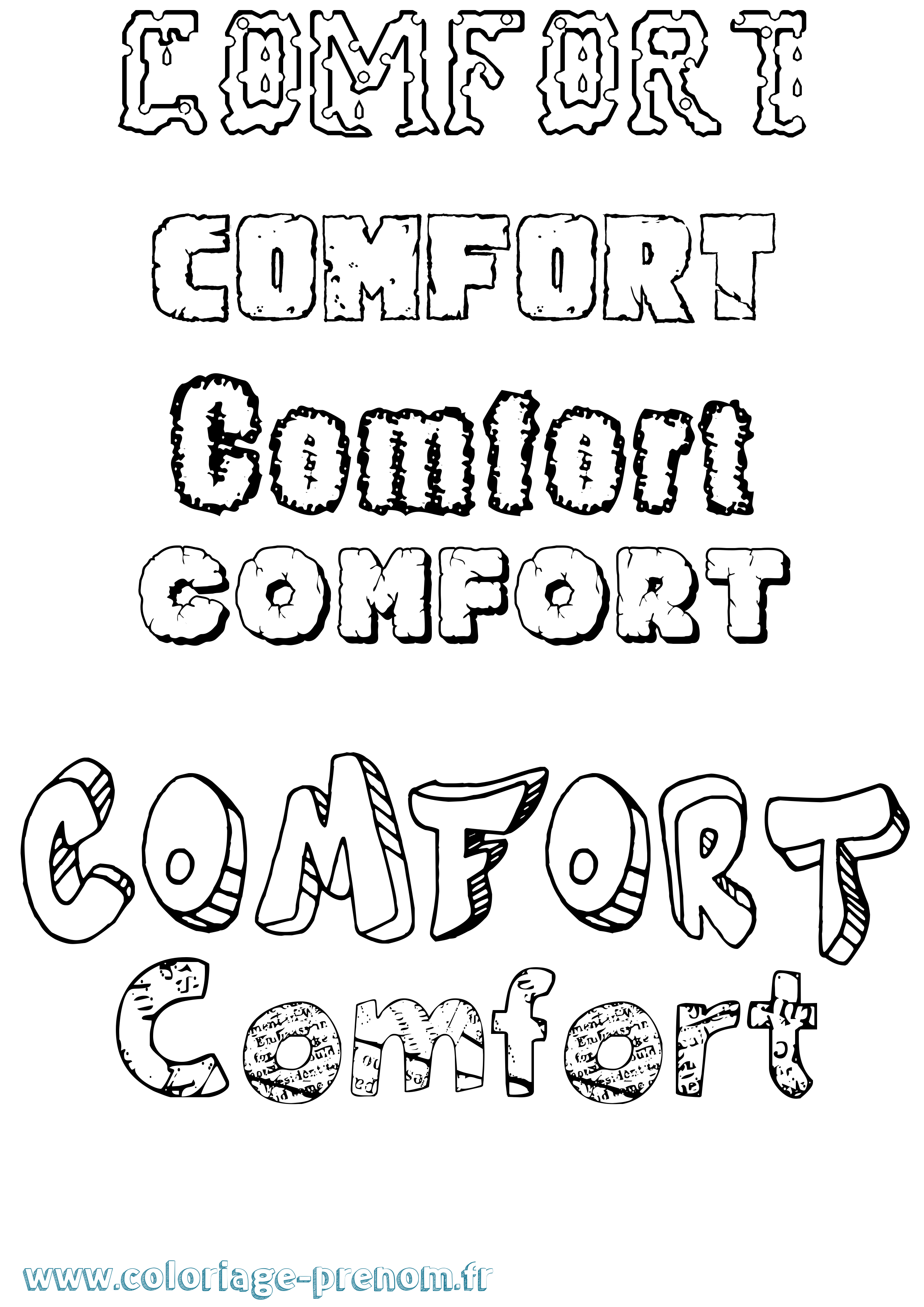 Coloriage Comfort Destructuré Coloriage prénom Comfort Destructuré