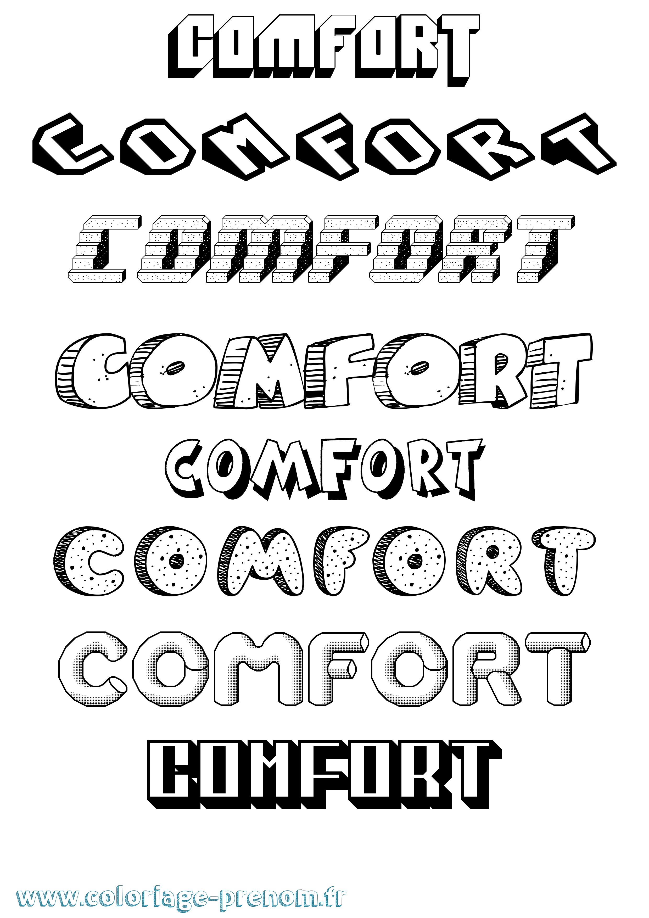 Coloriage Comfort Effet 3D Coloriage prénom Comfort Effet 3D