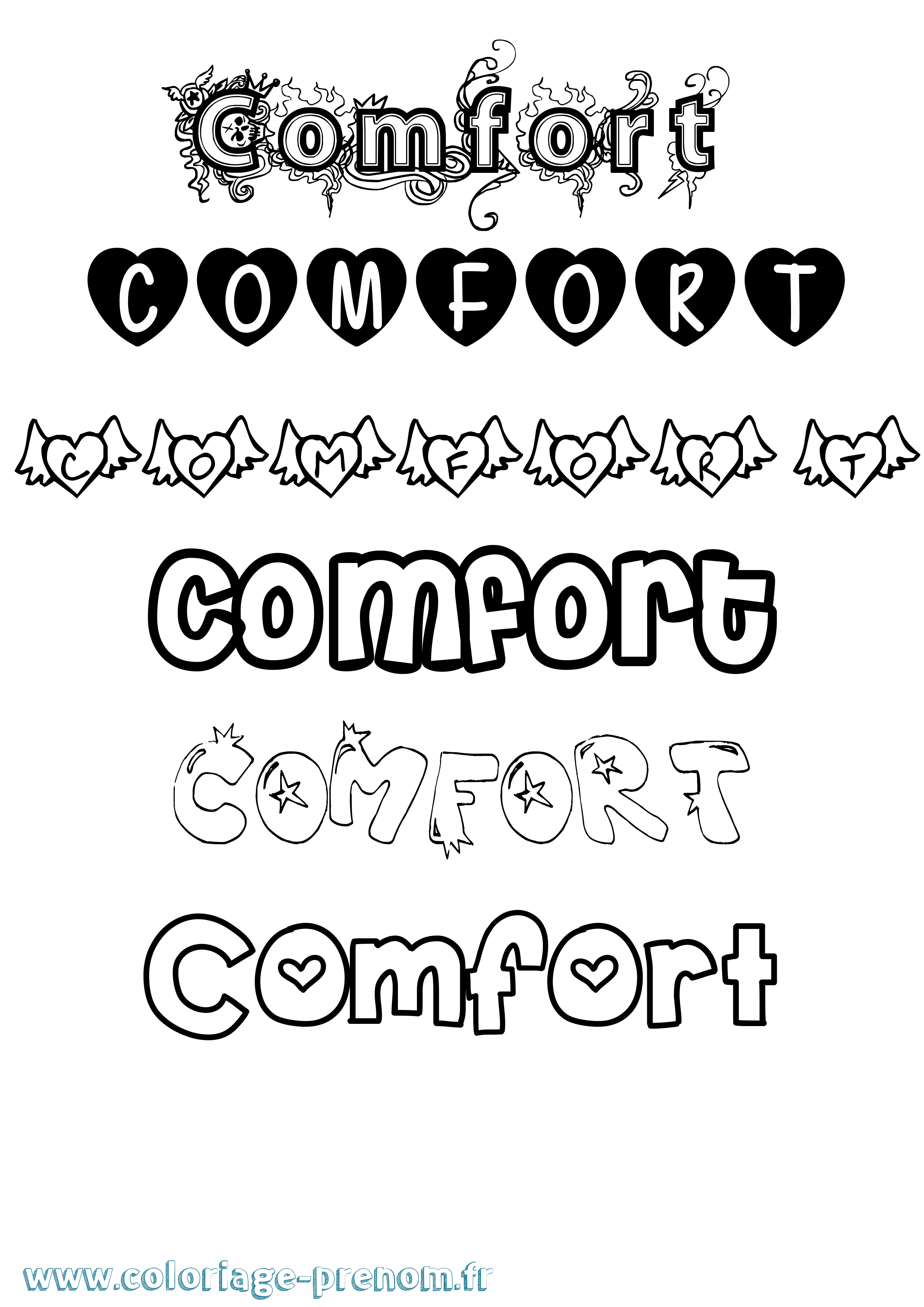 Coloriage Comfort Girly Coloriage prénom Comfort Girly