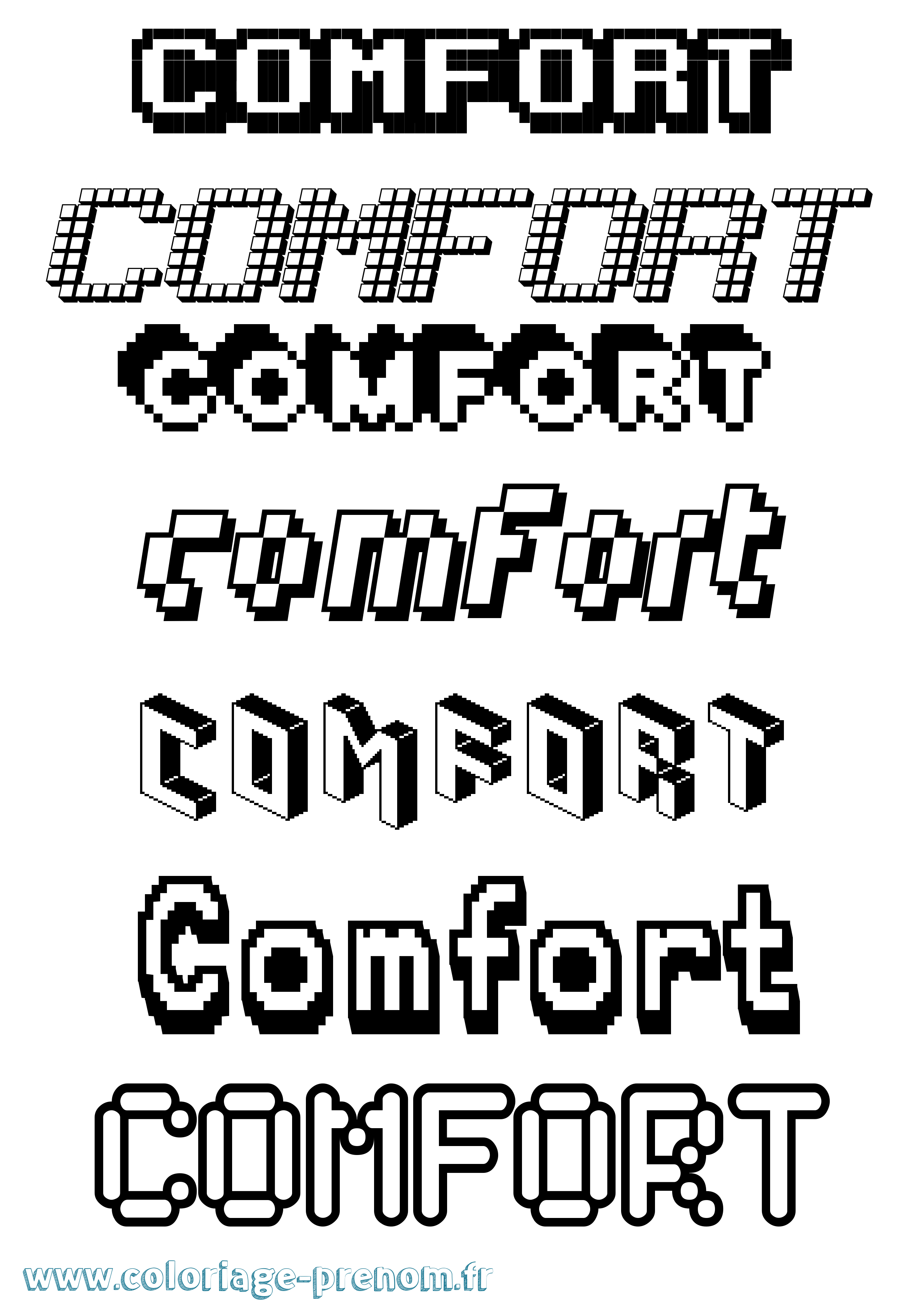 Coloriage Comfort Pixel Coloriage prénom Comfort Pixel