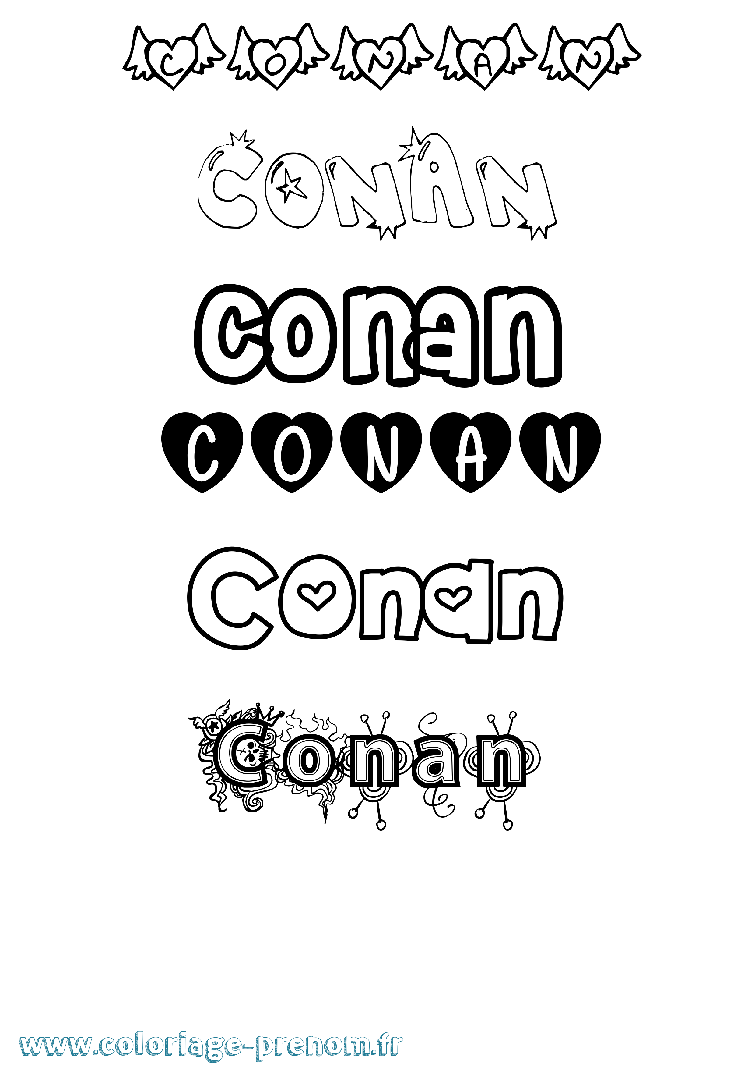 Coloriage Conan Girly Coloriage prénom Conan Girly