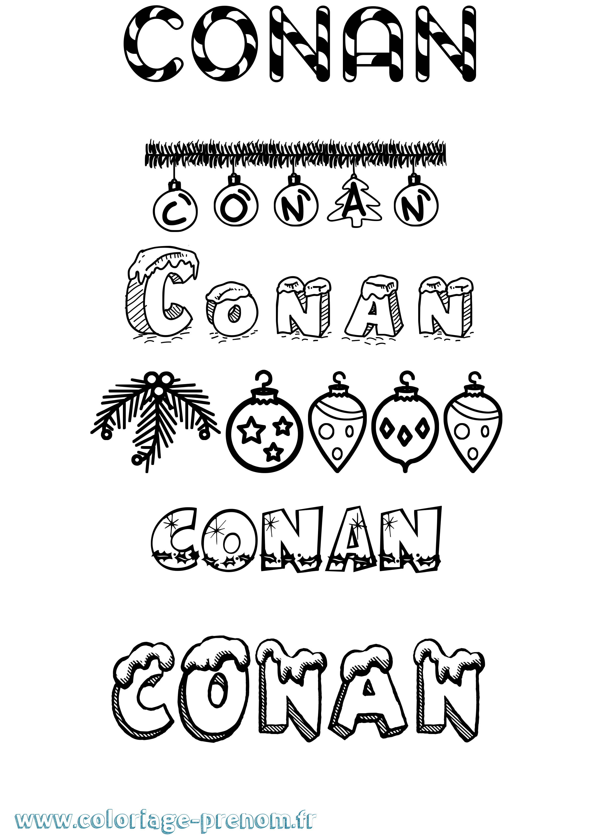 Coloriage Conan Noël Coloriage prénom Conan Noël