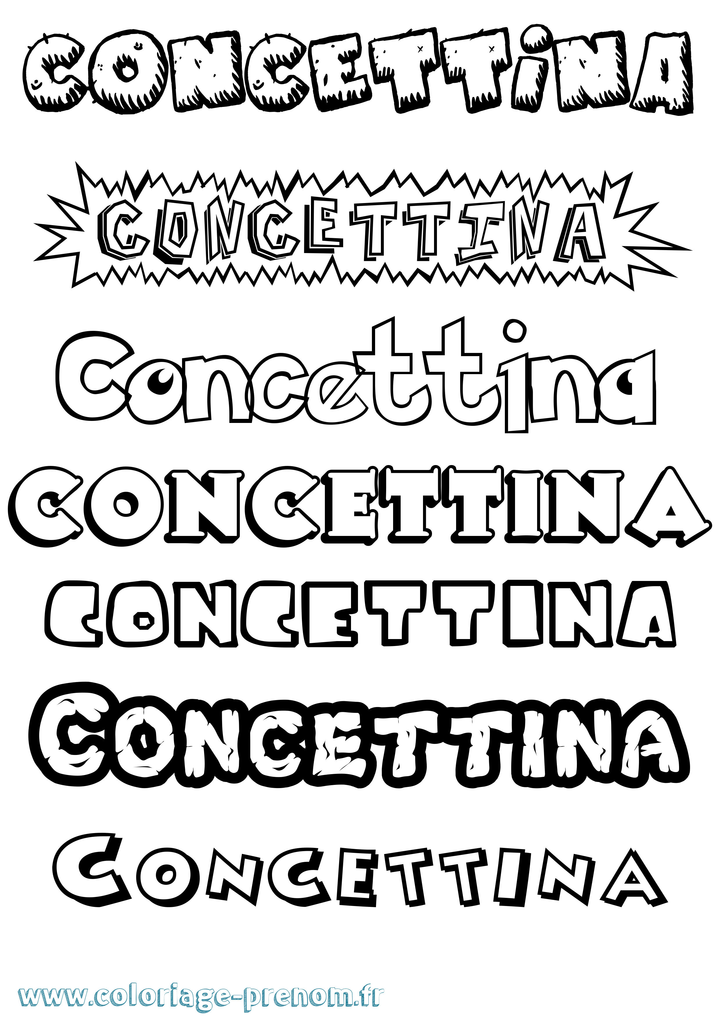 Coloriage Concettina Dessin Animé Coloriage prénom Concettina Dessin Animé
