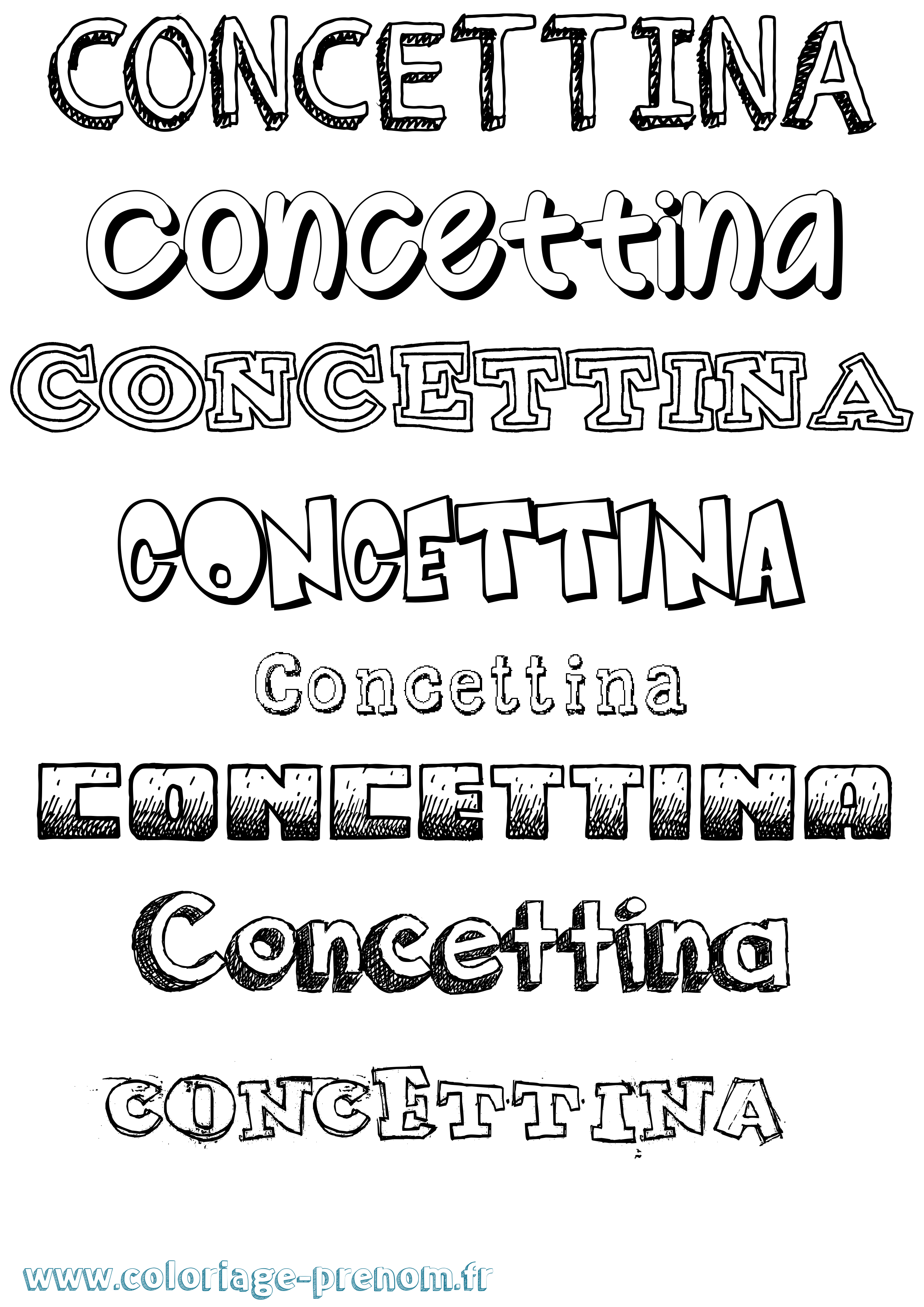 Coloriage Concettina Dessiné Coloriage prénom Concettina Dessiné