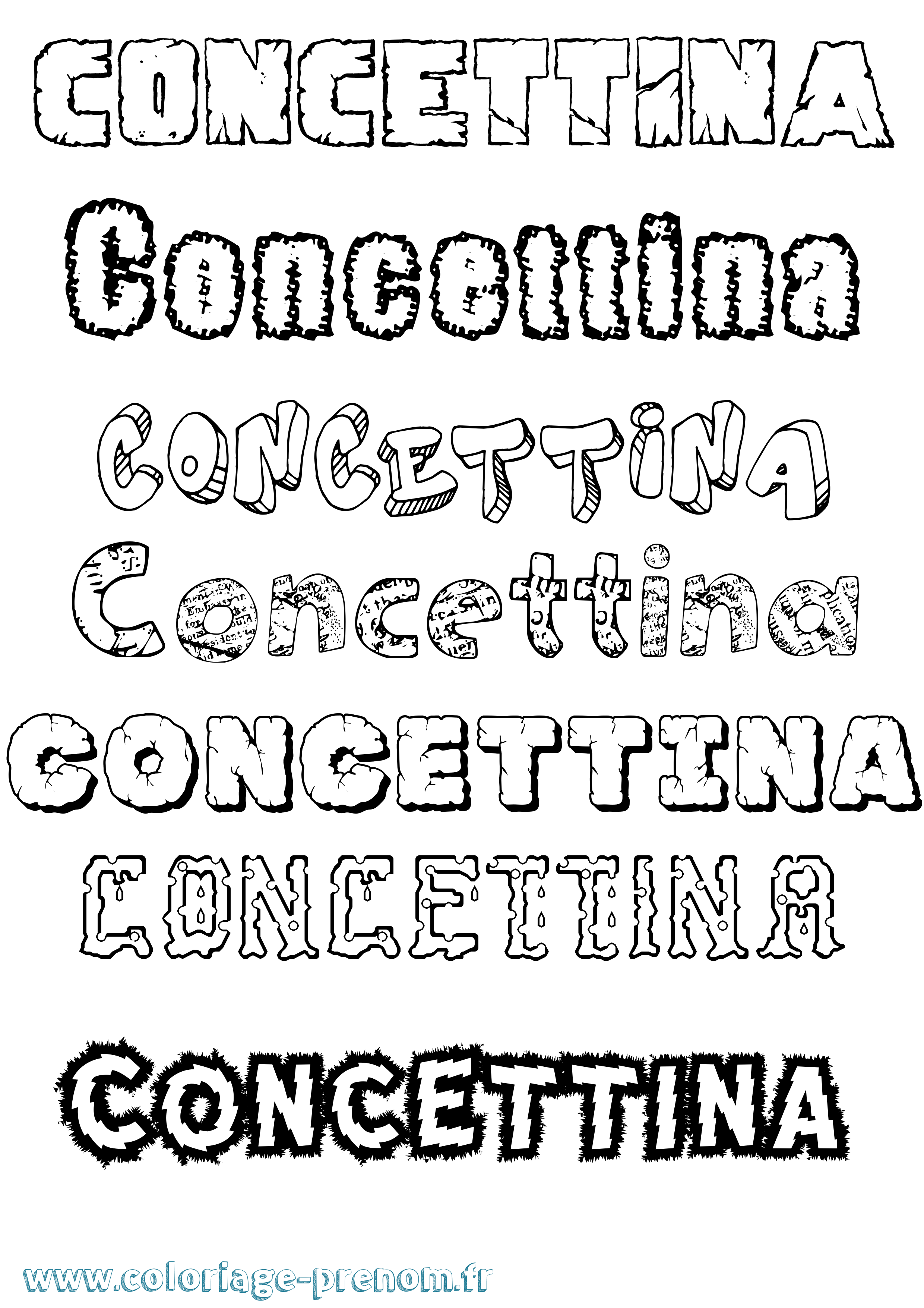 Coloriage Concettina Destructuré Coloriage prénom Concettina Destructuré