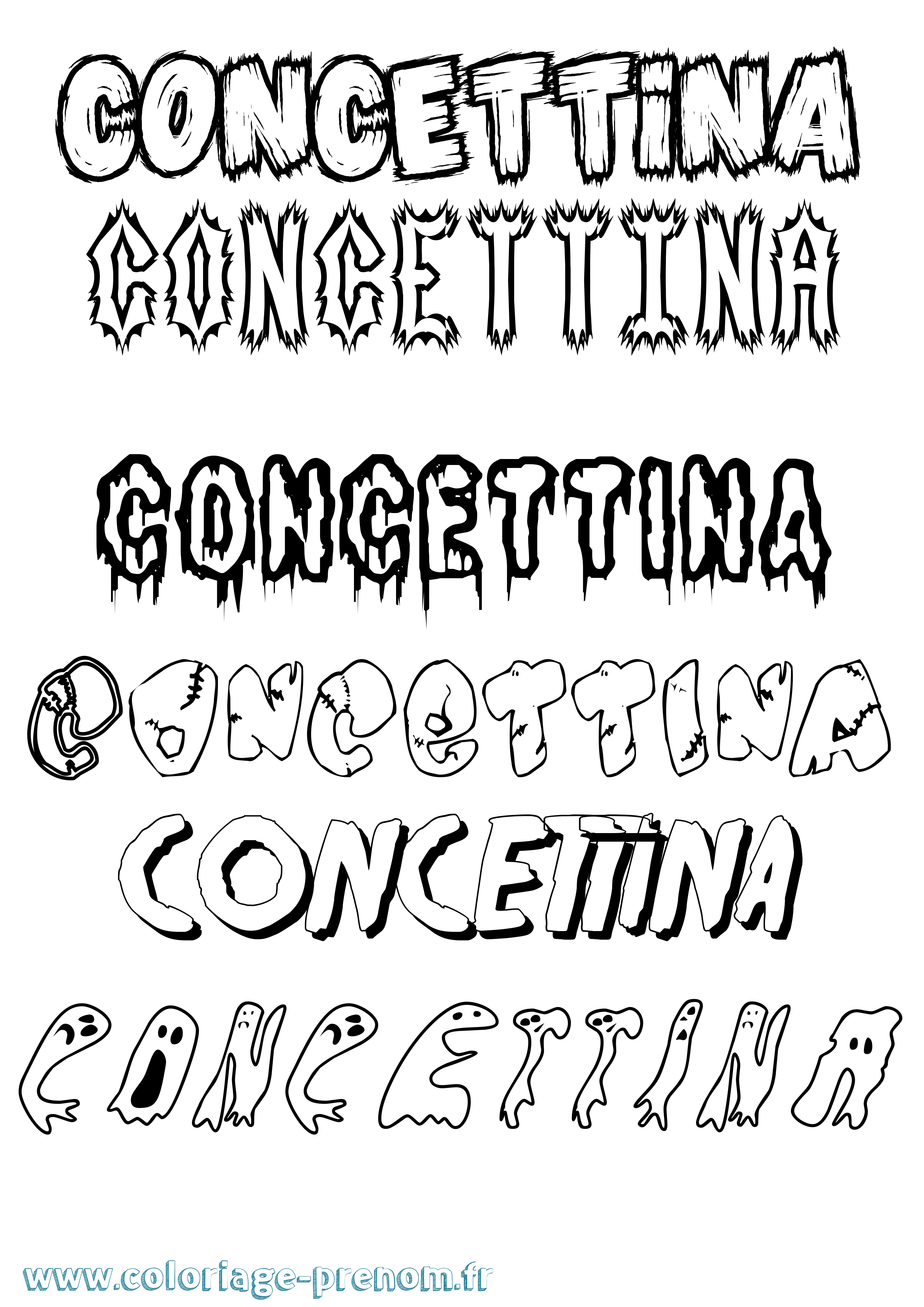 Coloriage Concettina Frisson Coloriage prénom Concettina Frisson
