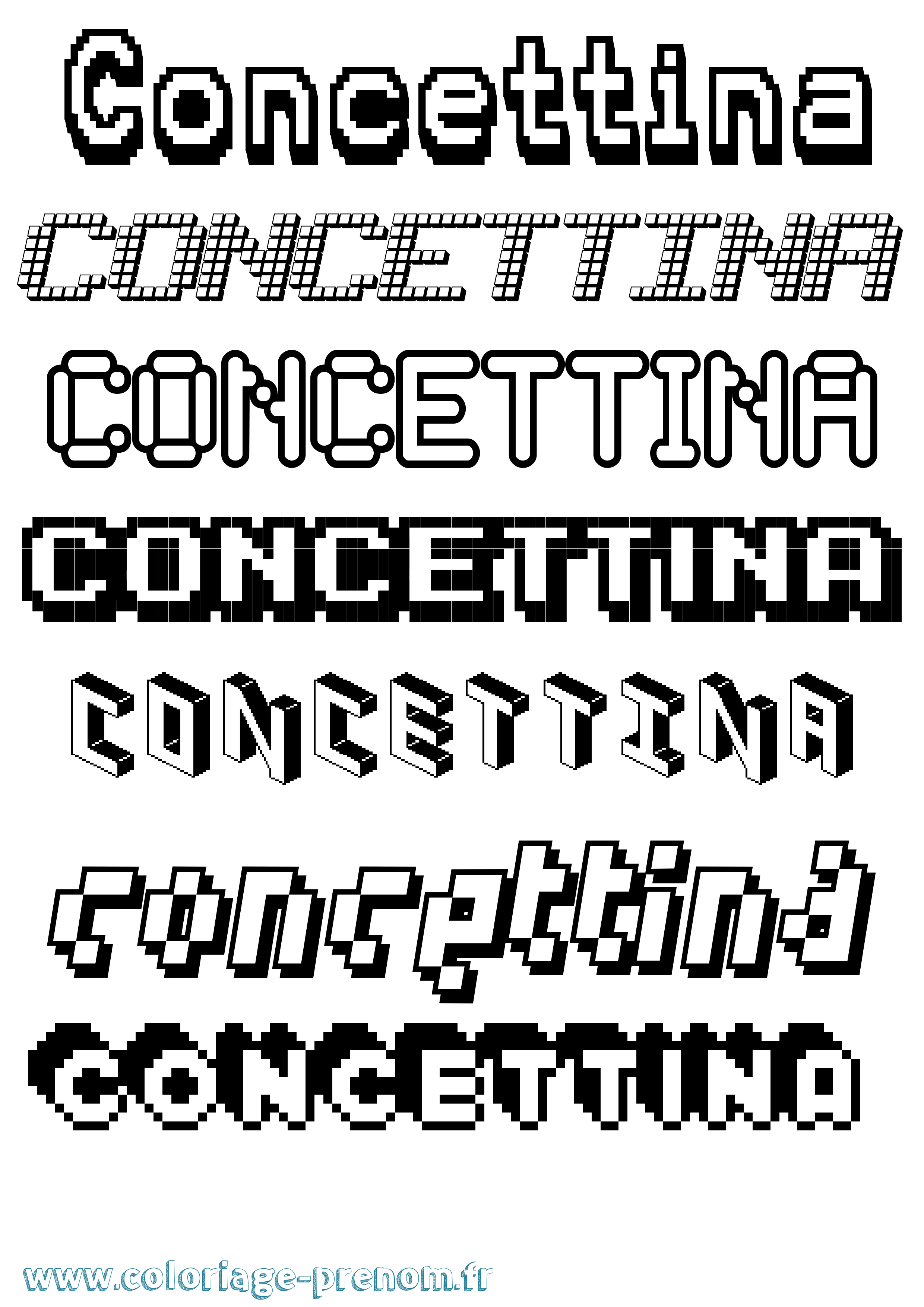 Coloriage Concettina Pixel Coloriage prénom Concettina Pixel