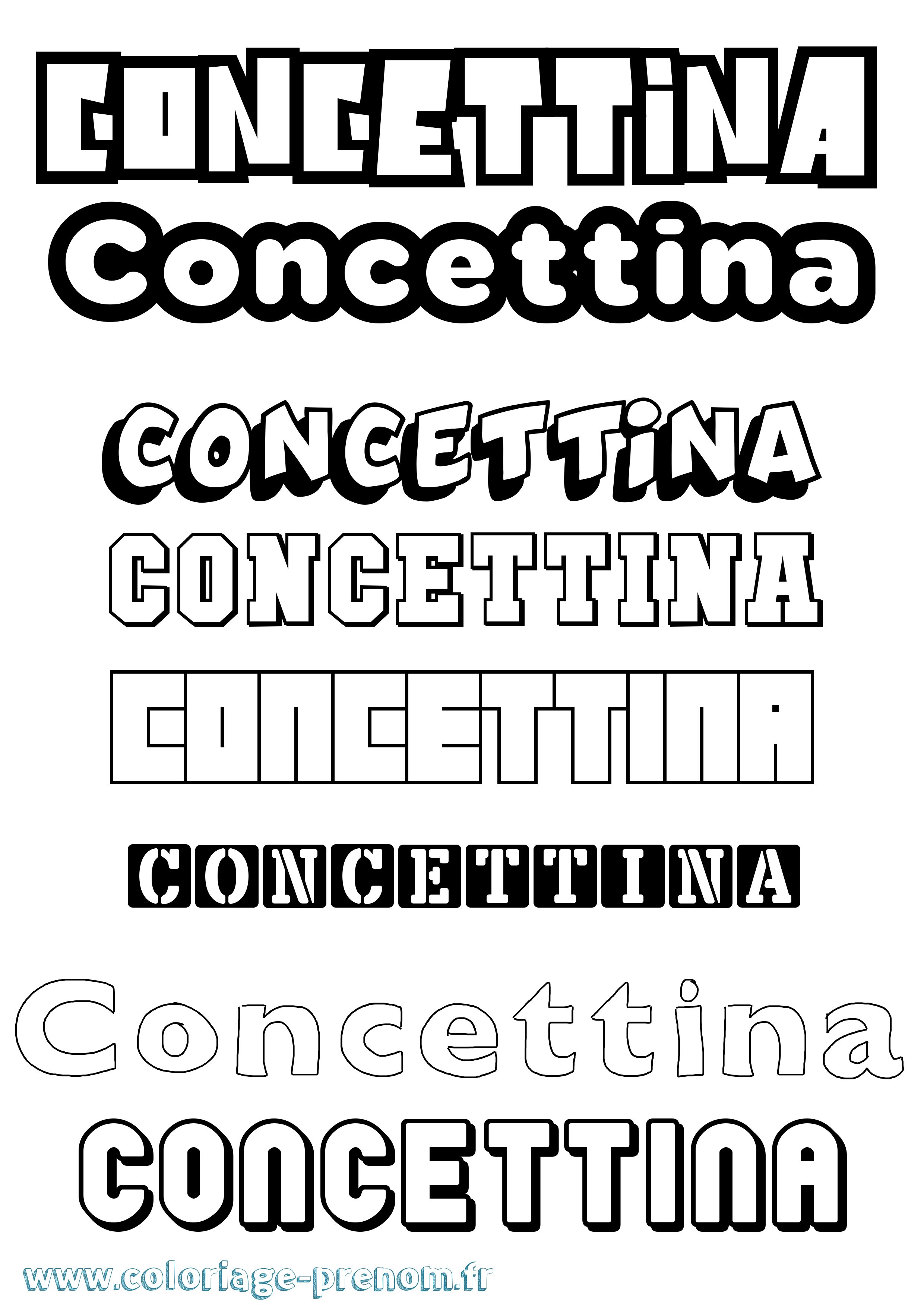Coloriage Concettina Simple Coloriage prénom Concettina Simple
