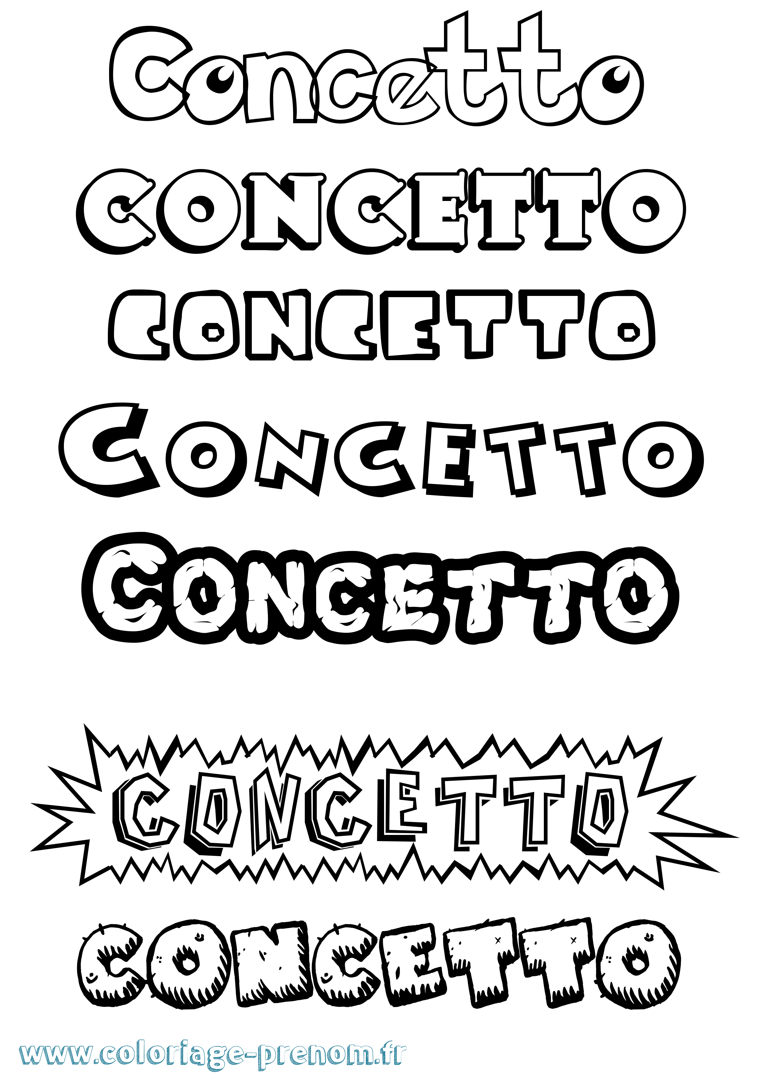 Coloriage Concetto Dessin Animé Coloriage prénom Concetto Dessin Animé