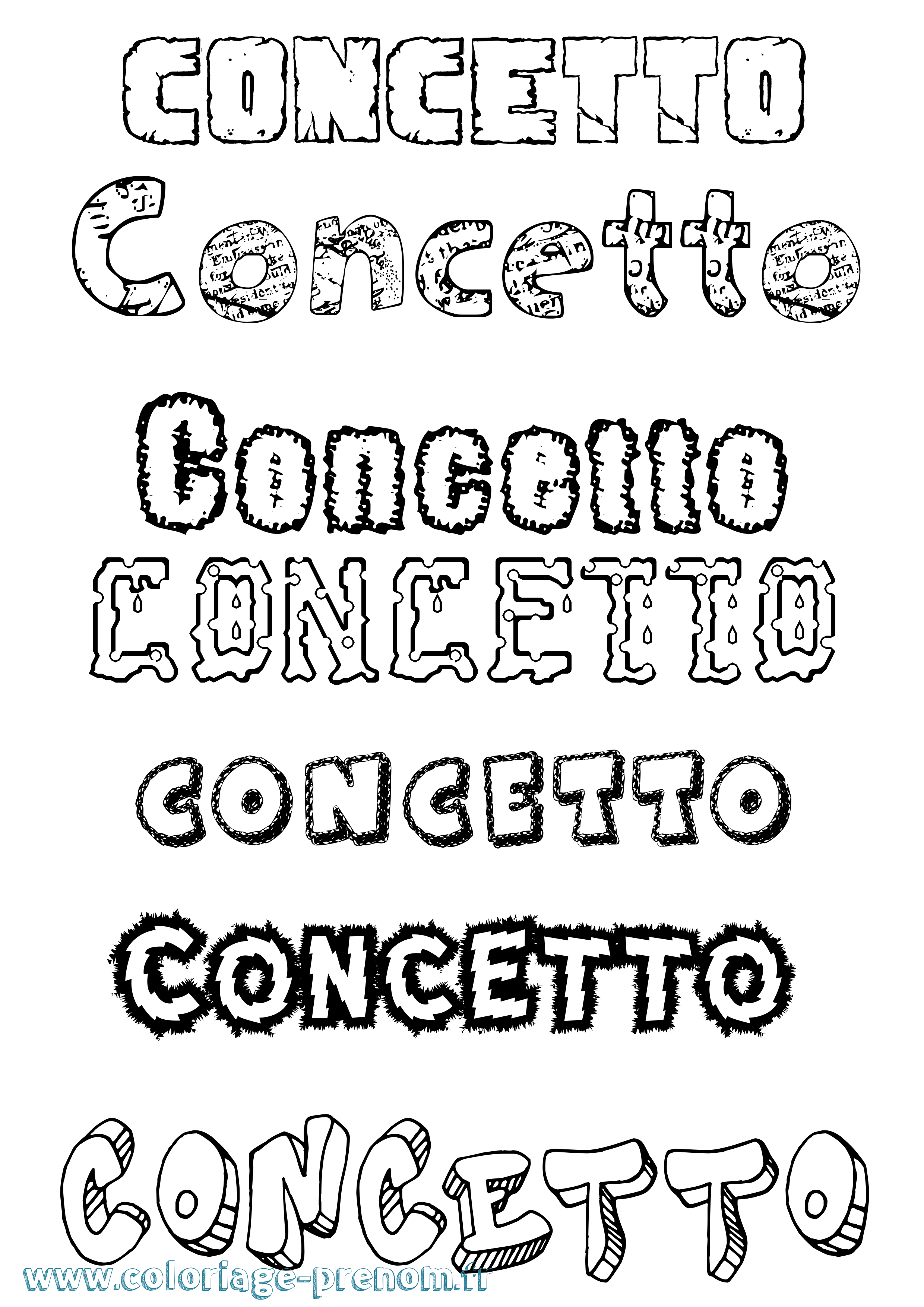 Coloriage Concetto Destructuré Coloriage prénom Concetto Destructuré