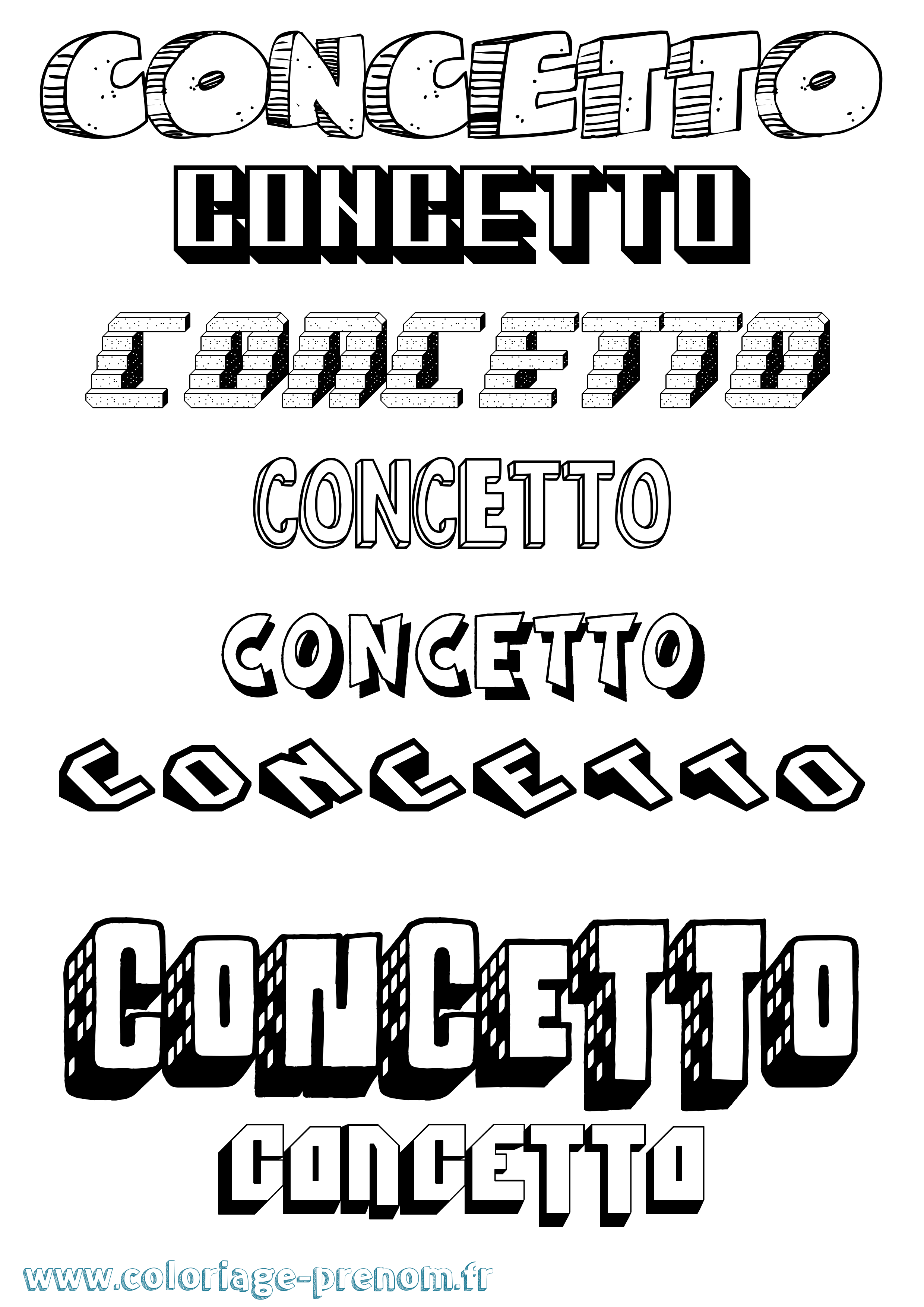 Coloriage Concetto Effet 3D Coloriage prénom Concetto Effet 3D