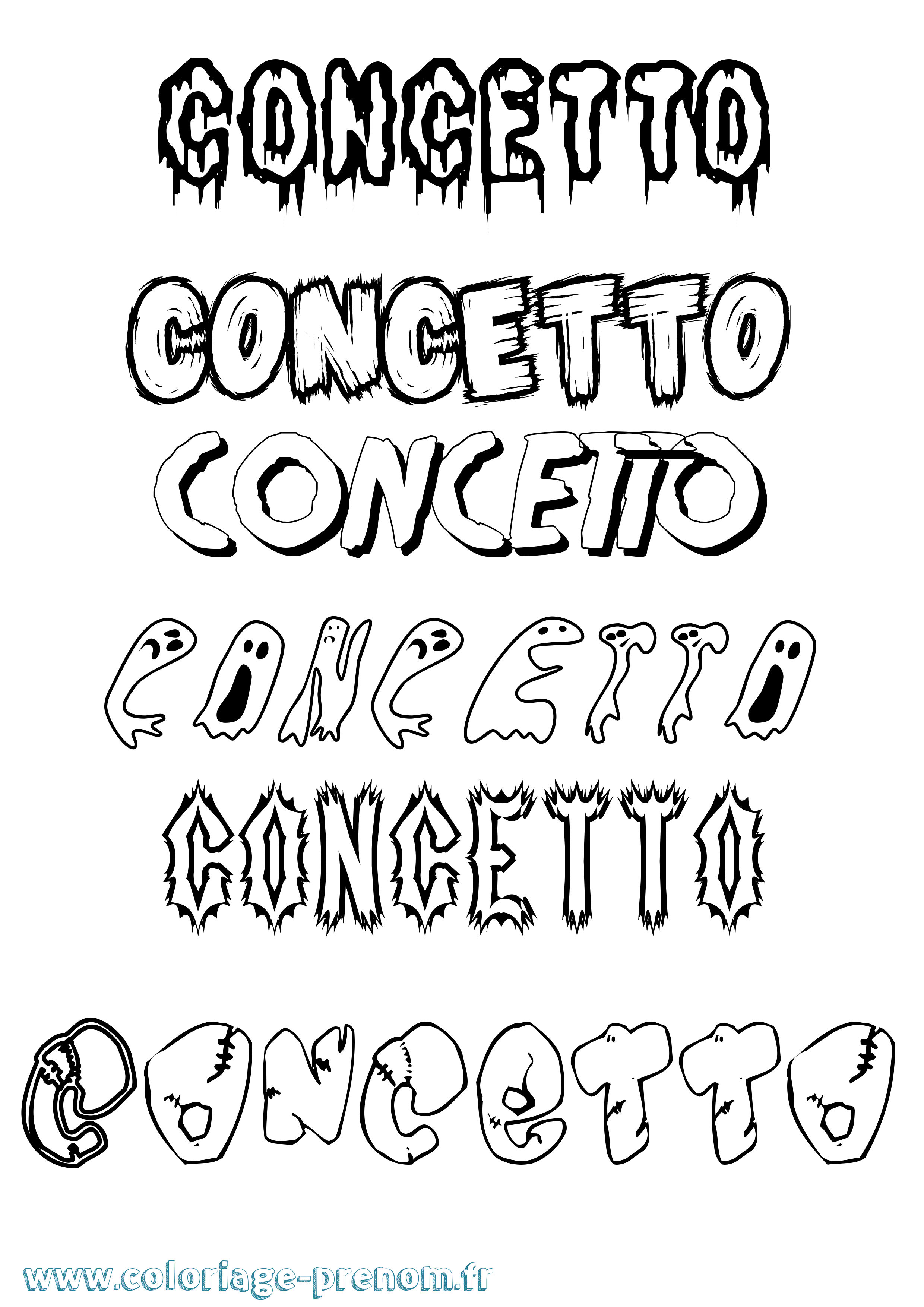 Coloriage Concetto Frisson Coloriage prénom Concetto Frisson
