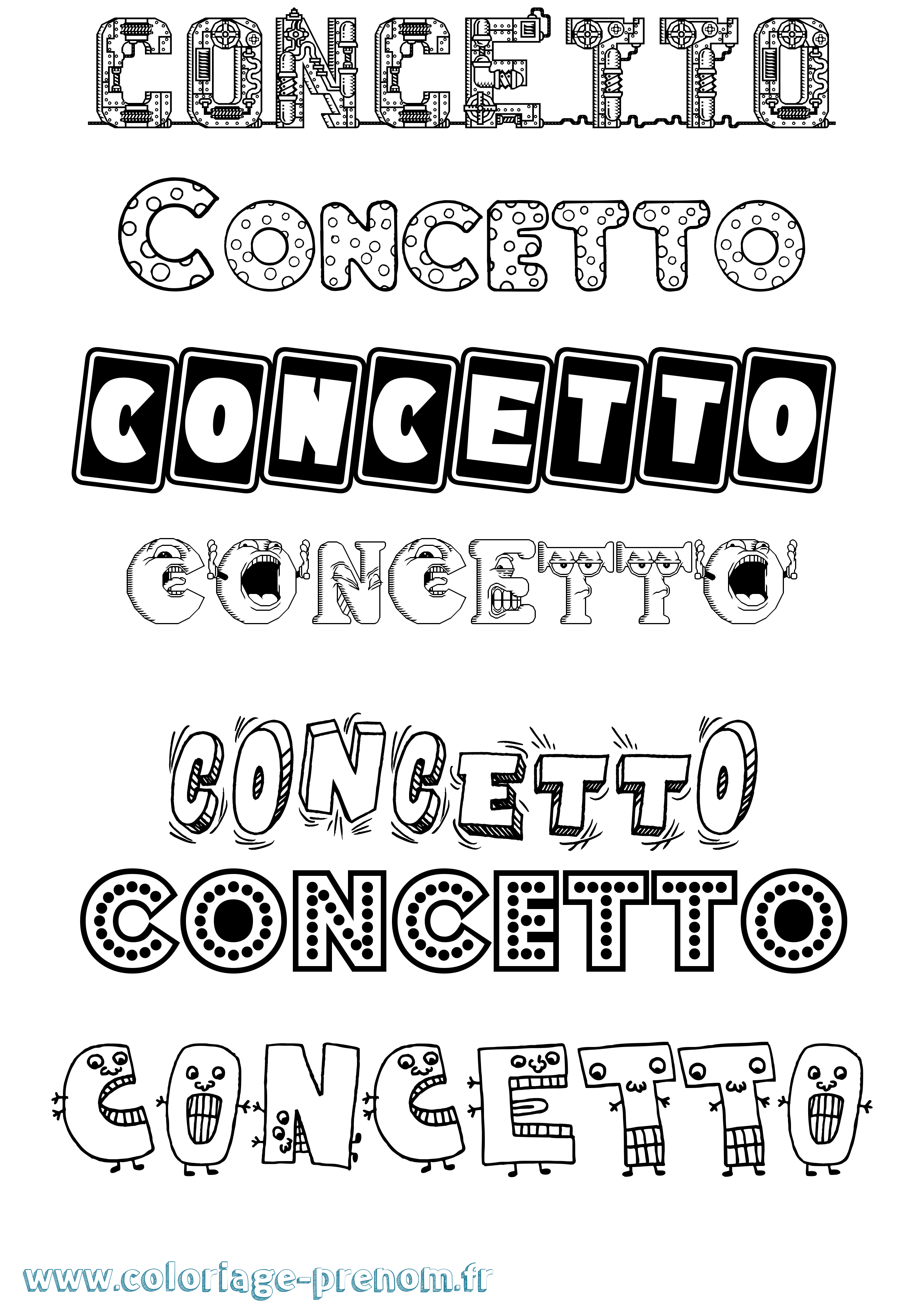 Coloriage Concetto Fun Coloriage prénom Concetto Fun
