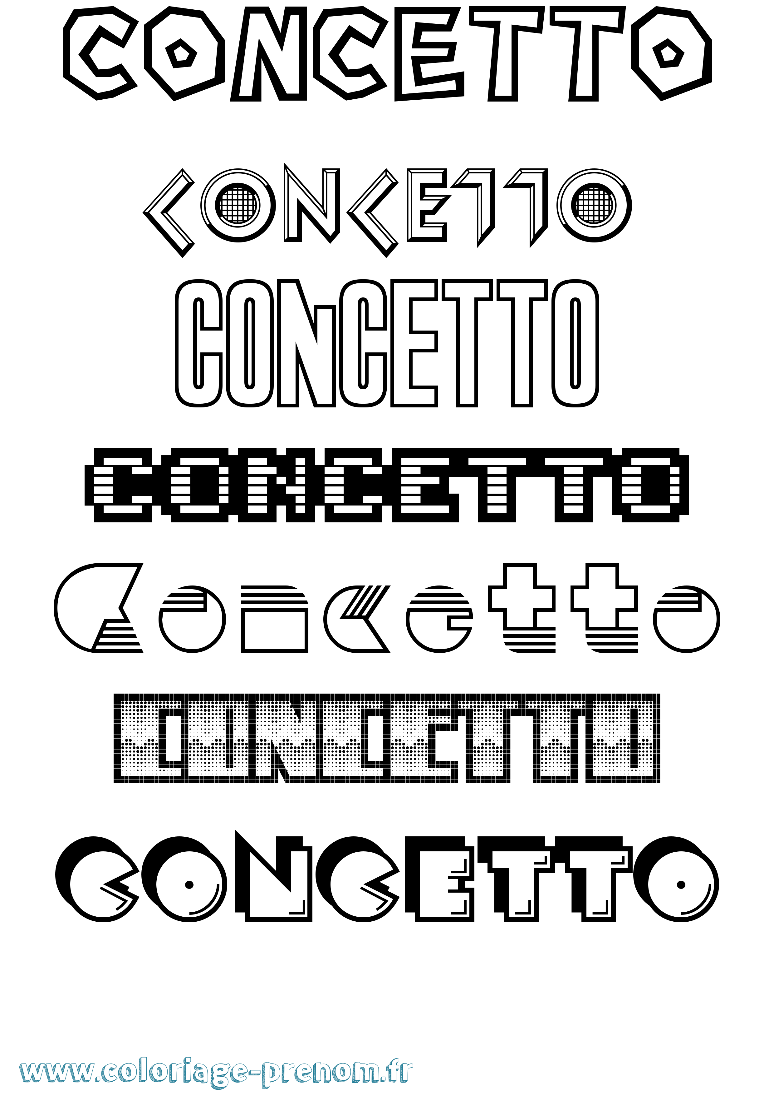 Coloriage Concetto Jeux Vidéos Coloriage prénom Concetto Jeux Vidéos