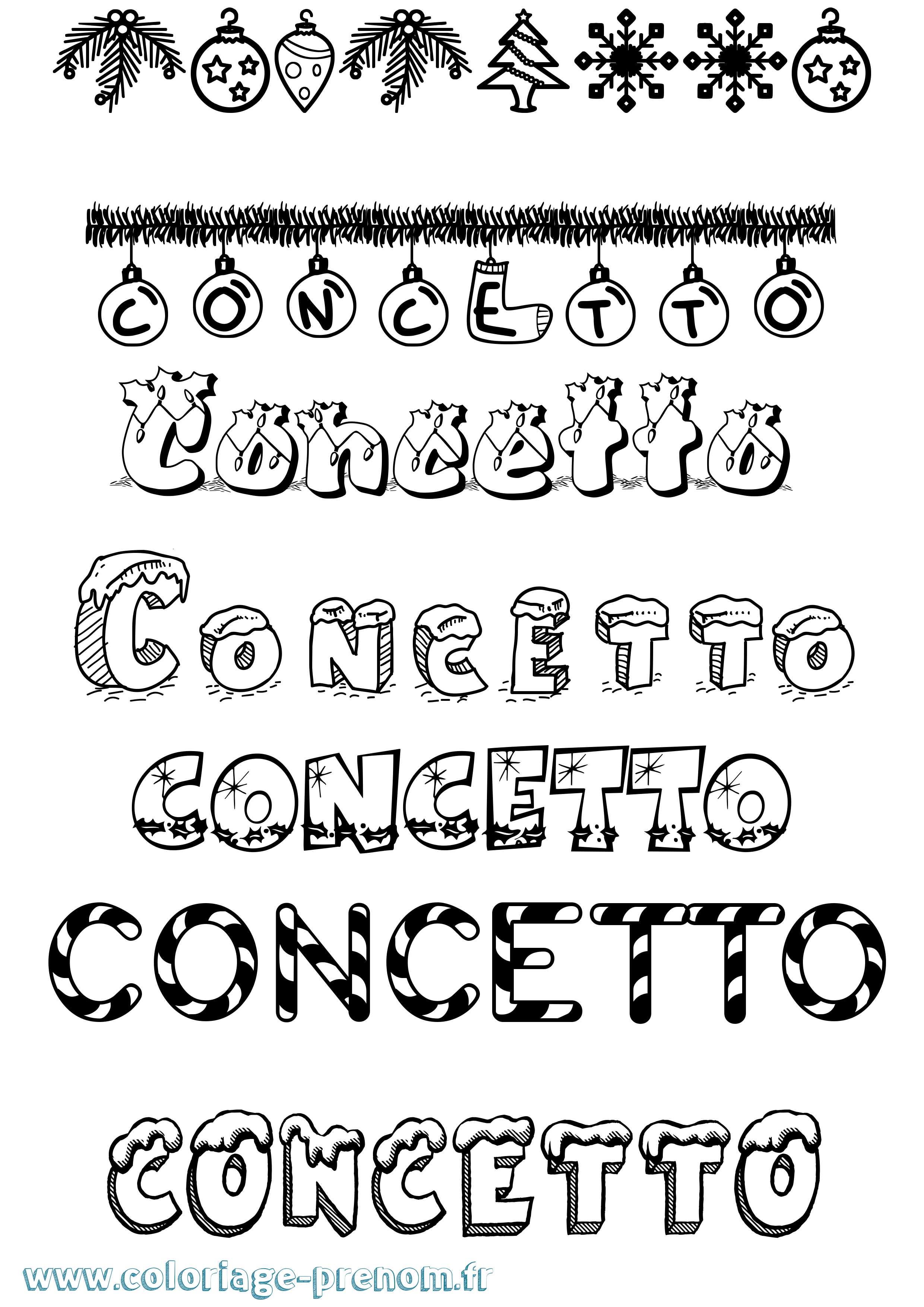 Coloriage Concetto Noël Coloriage prénom Concetto Noël