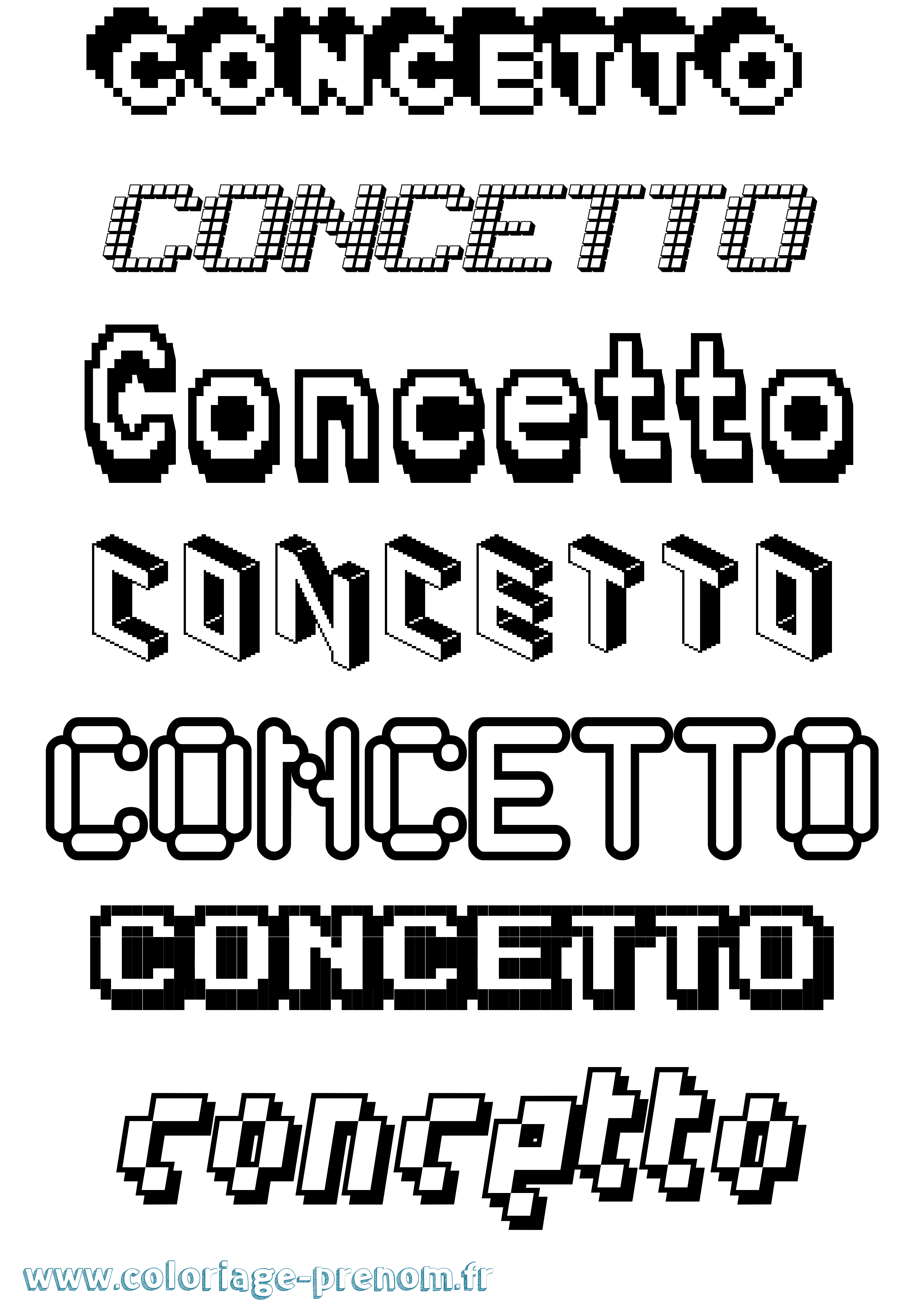 Coloriage Concetto Pixel Coloriage prénom Concetto Pixel