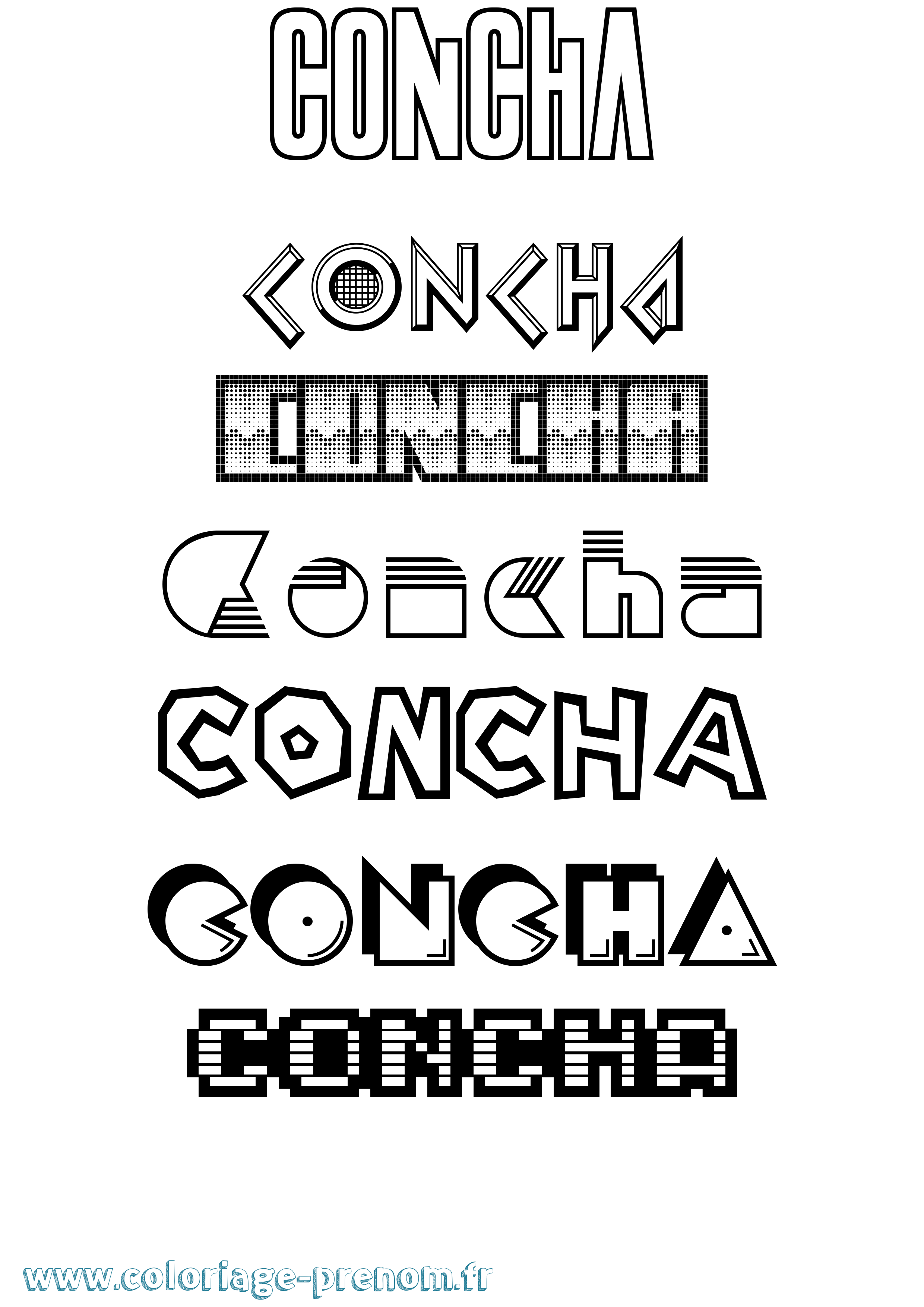 Coloriage Concha Jeux Vidéos Coloriage prénom Concha Jeux Vidéos