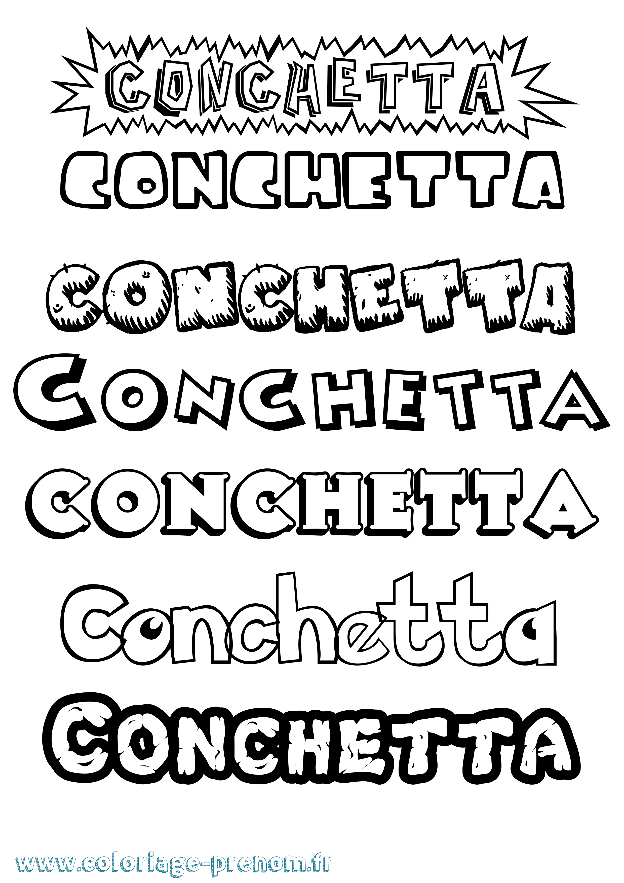 Coloriage Conchetta Dessin Animé Coloriage prénom Conchetta Dessin Animé