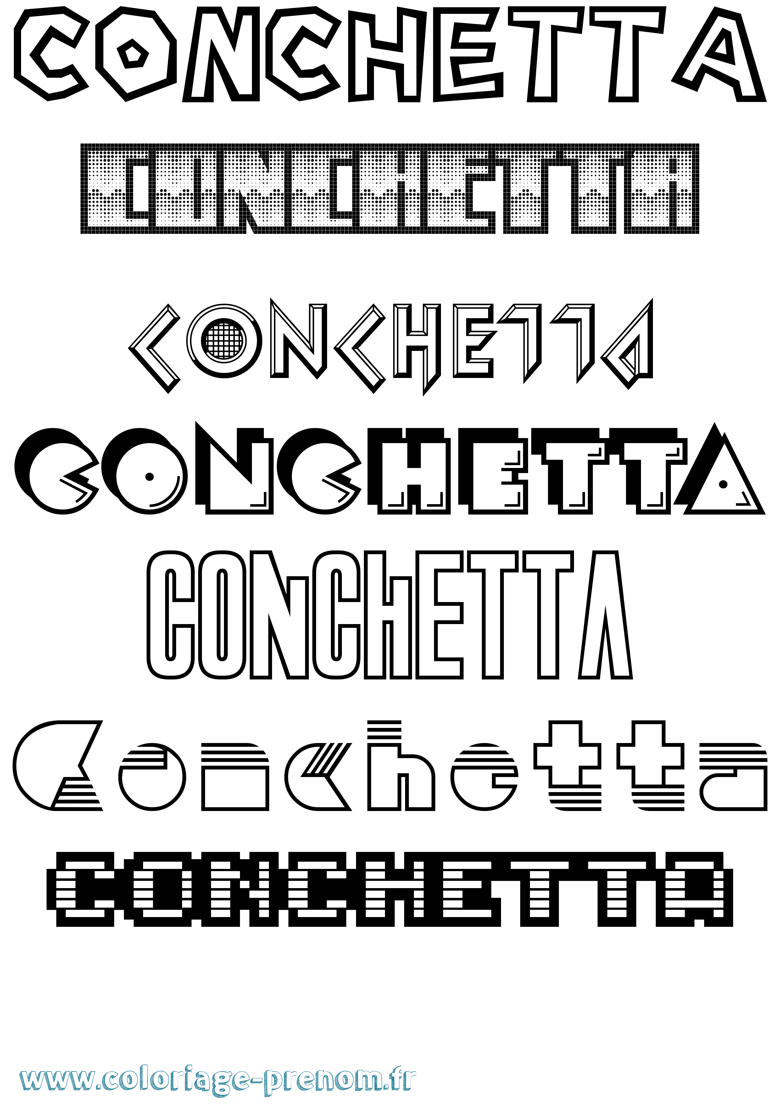 Coloriage Conchetta Jeux Vidéos Coloriage prénom Conchetta Jeux Vidéos
