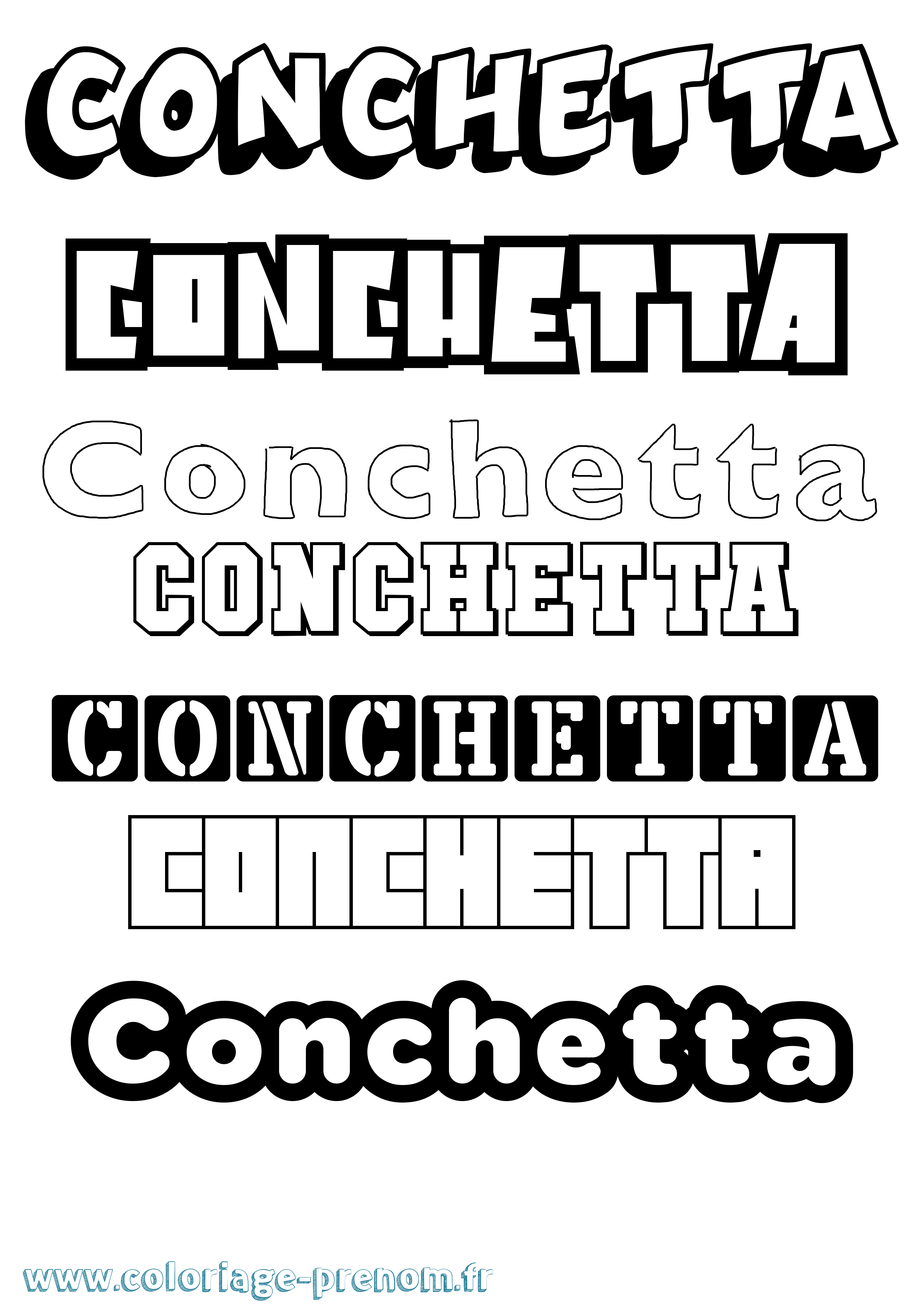 Coloriage Conchetta Simple Coloriage prénom Conchetta Simple