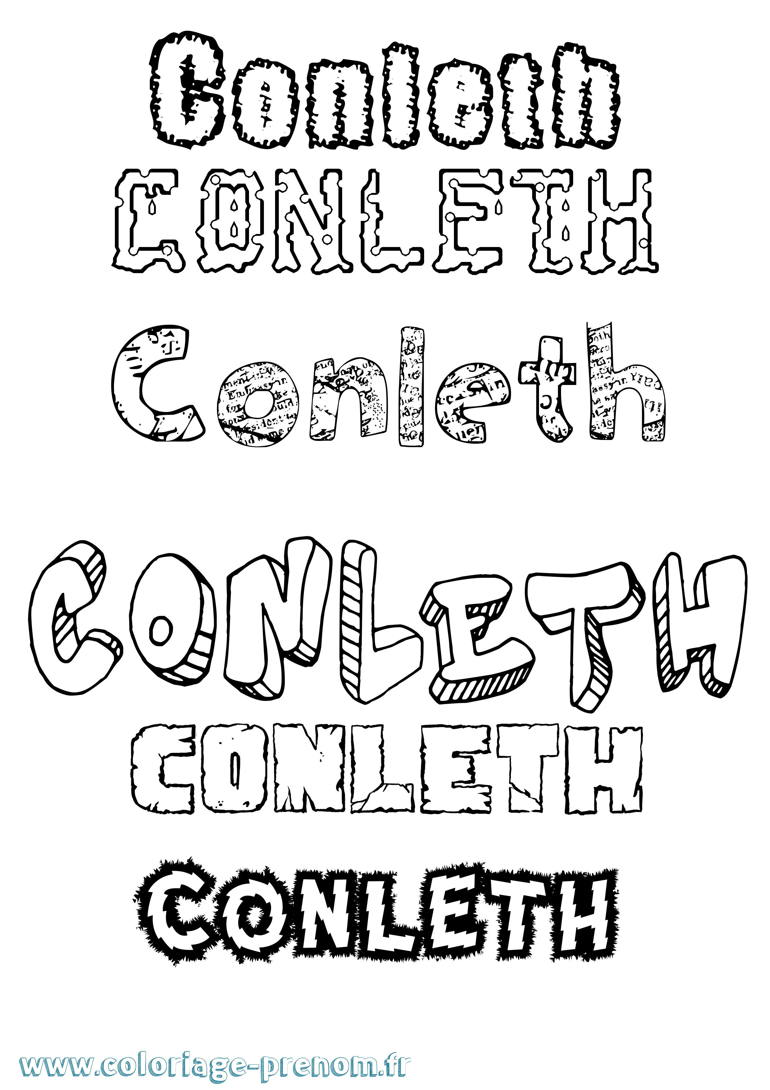 Coloriage Conleth Destructuré Coloriage prénom Conleth Destructuré