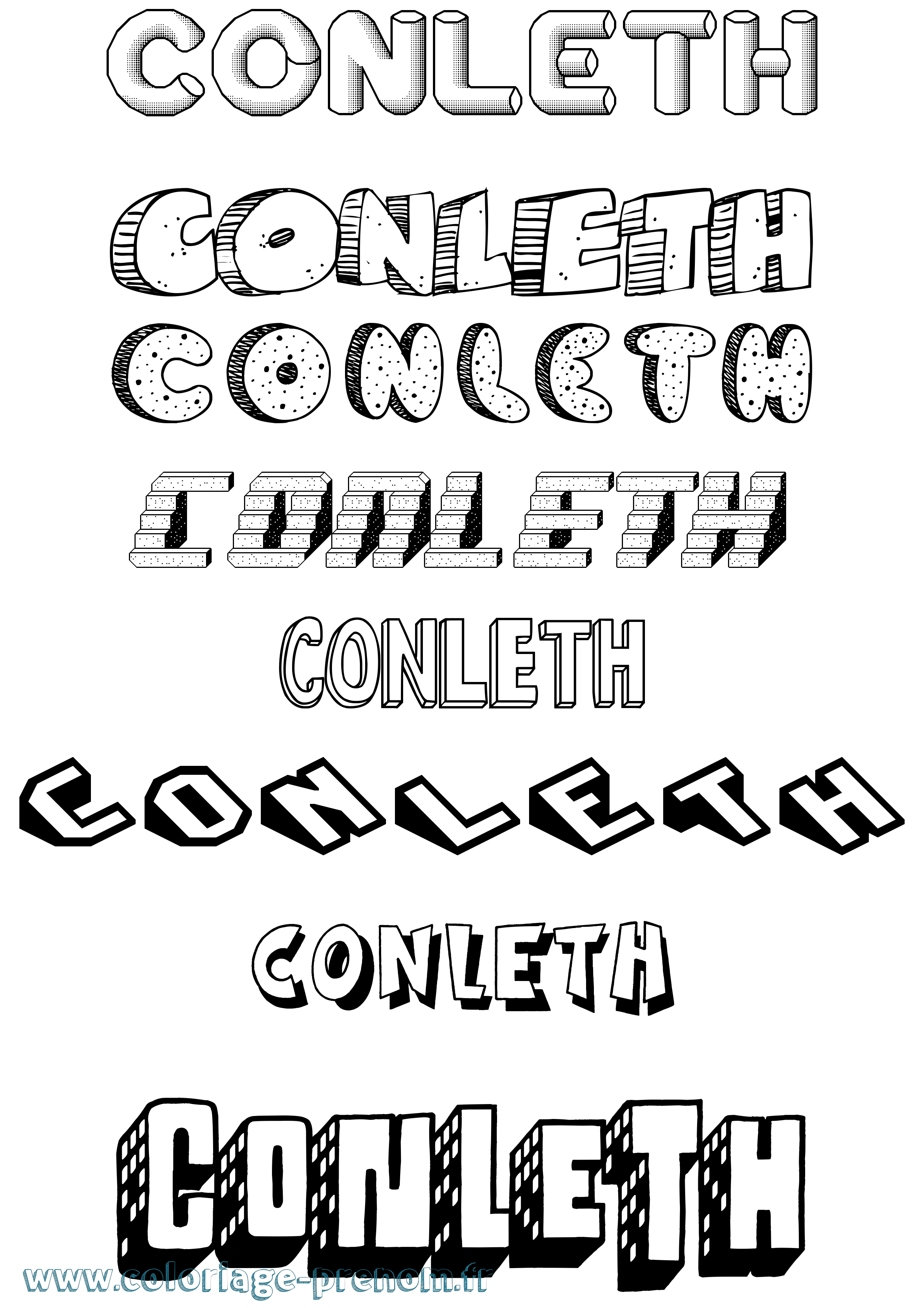 Coloriage Conleth Effet 3D Coloriage prénom Conleth Effet 3D