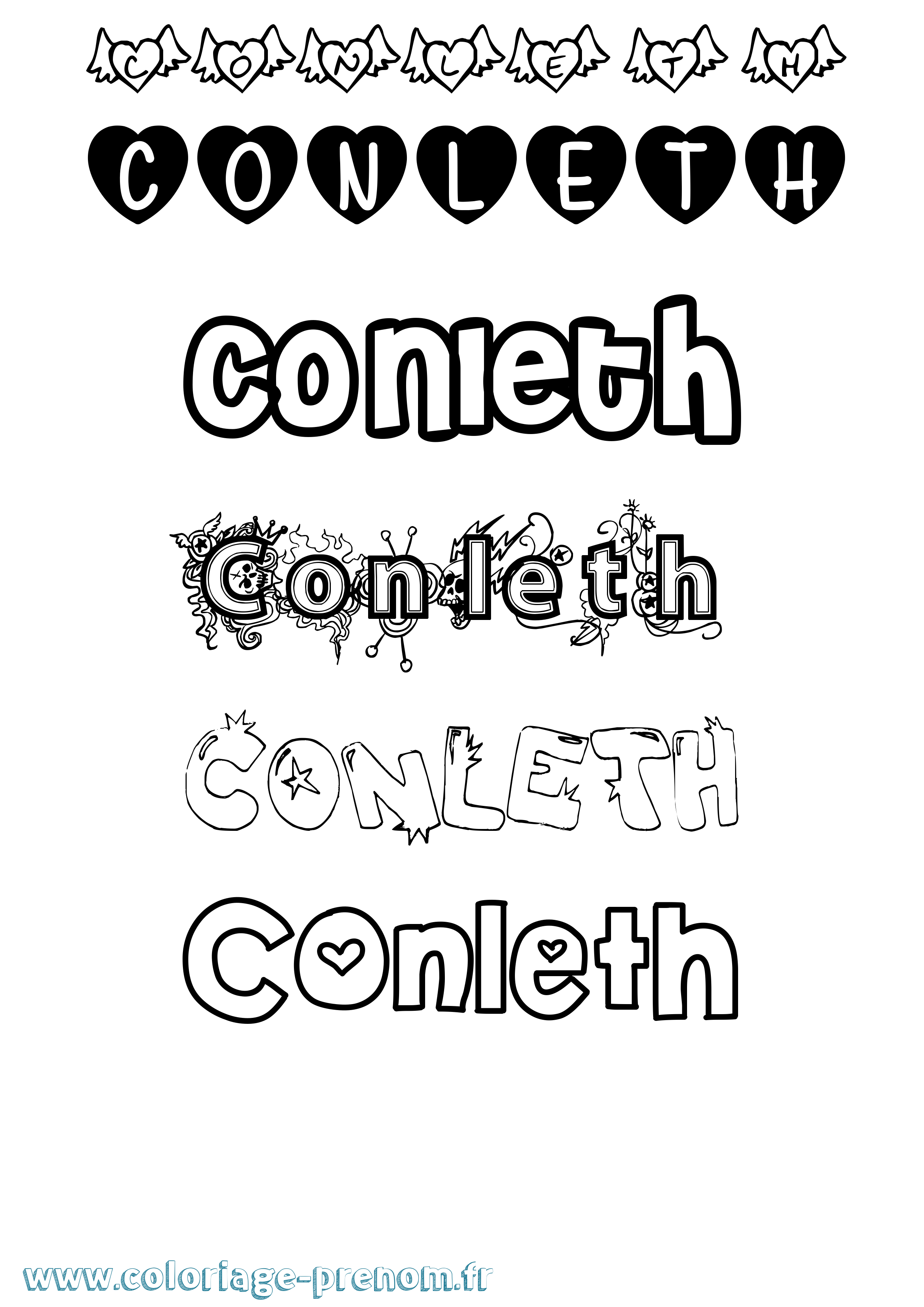 Coloriage Conleth Girly Coloriage prénom Conleth Girly