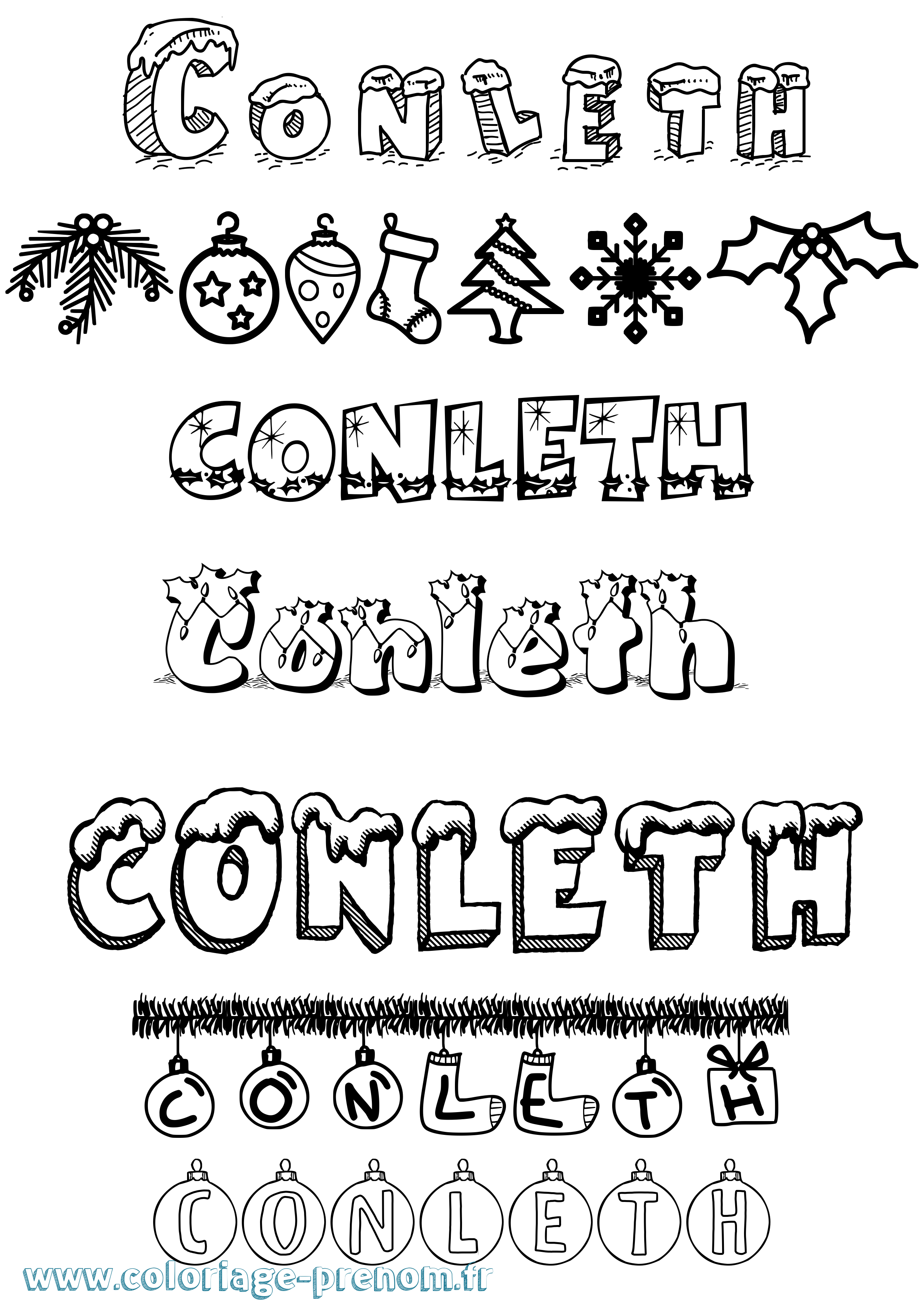 Coloriage Conleth Noël Coloriage prénom Conleth Noël