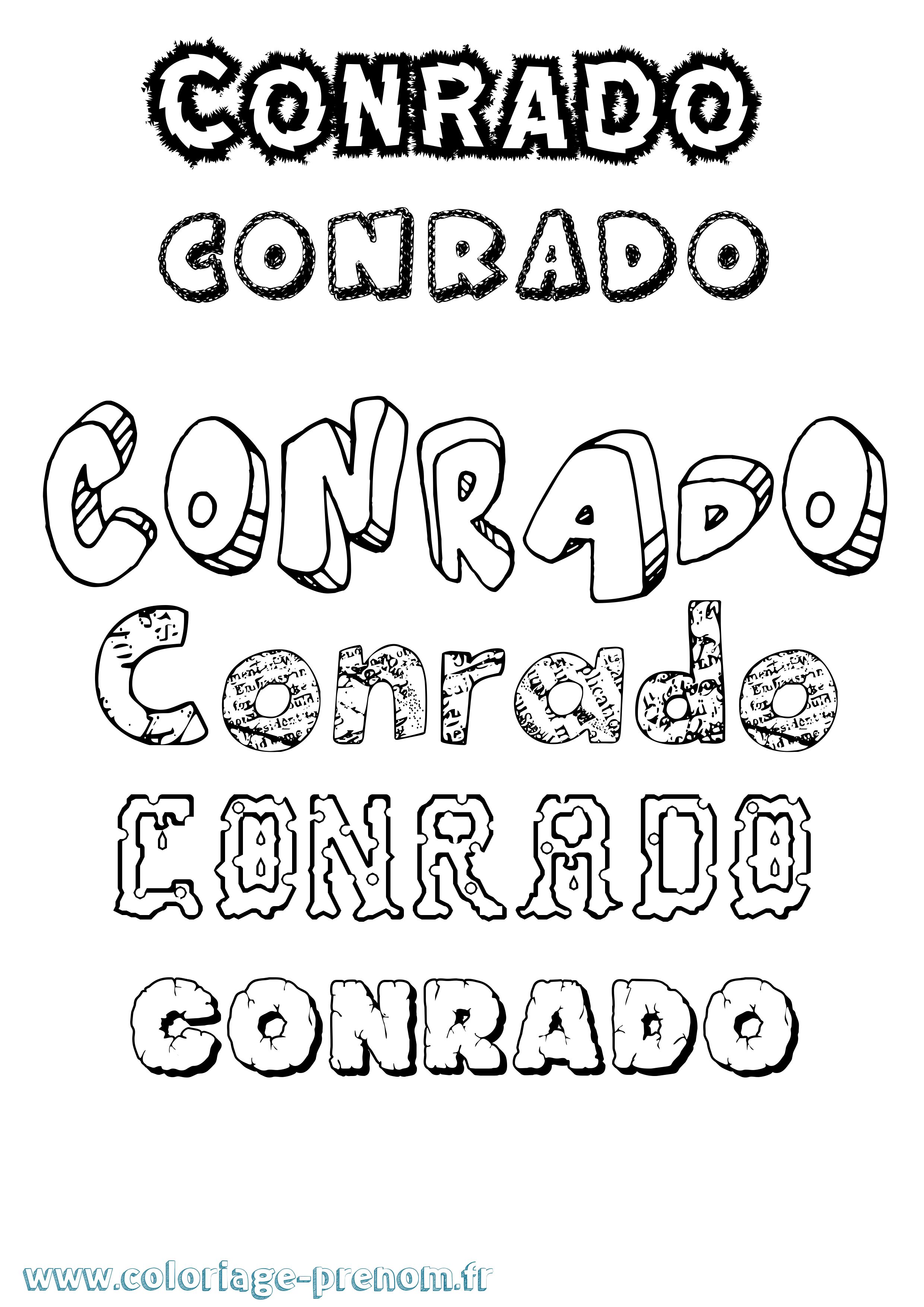 Coloriage Conrado Destructuré Coloriage prénom Conrado Destructuré
